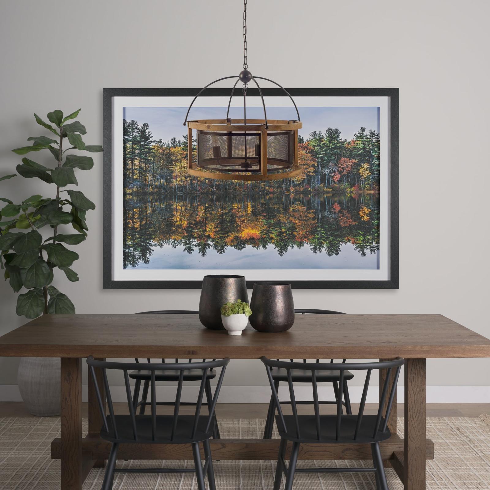 Mercana Penhill Black and Wooden Three Bulb Chandelier Clearance