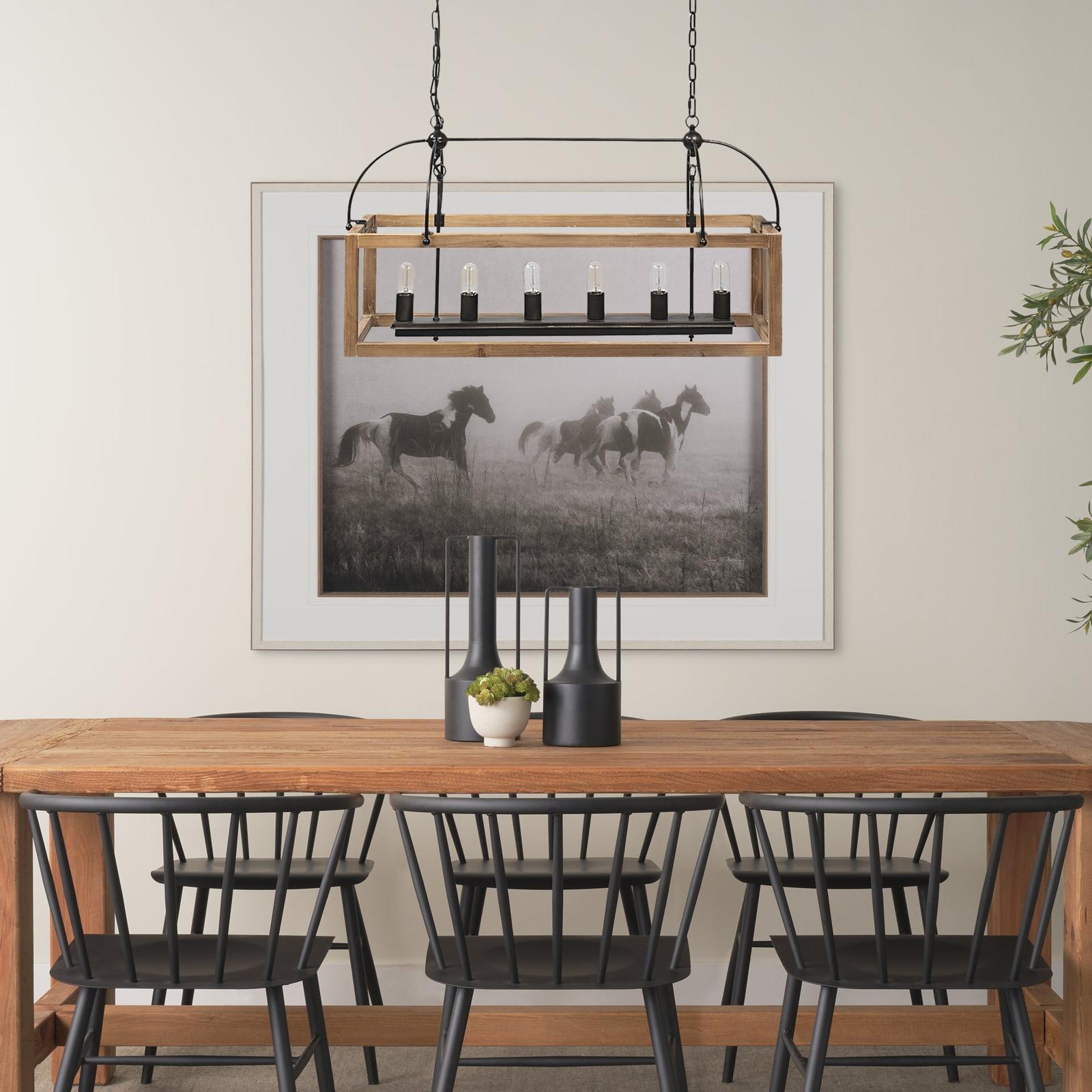 Mercana Josie Natural Wood Chassis Six Light Chandelier Clearance