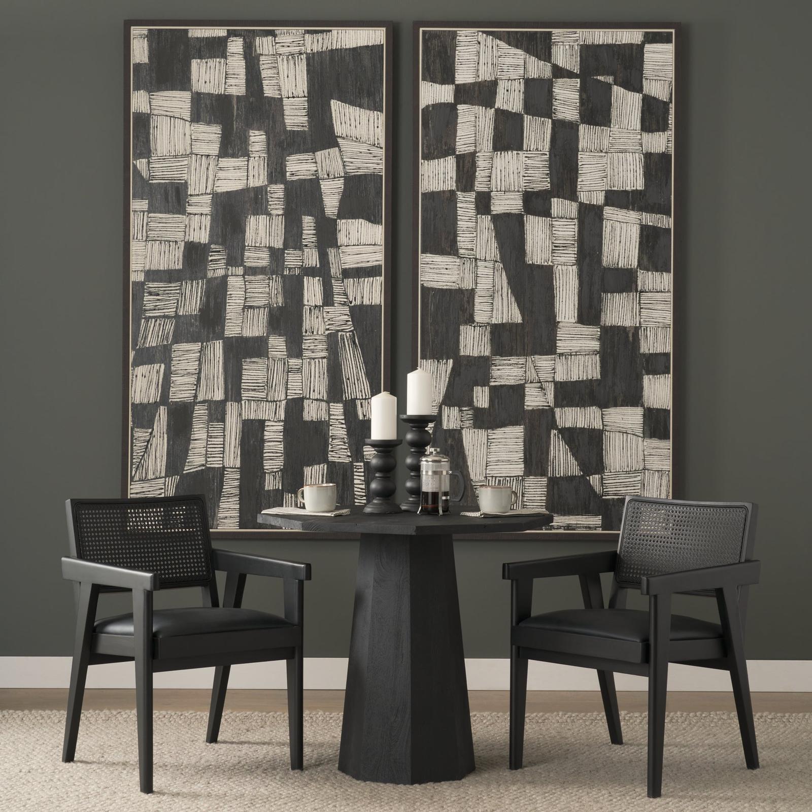 Mercana Wanda Matte Black Wood Pillar Candle Holders - Set of 2 Clearance
