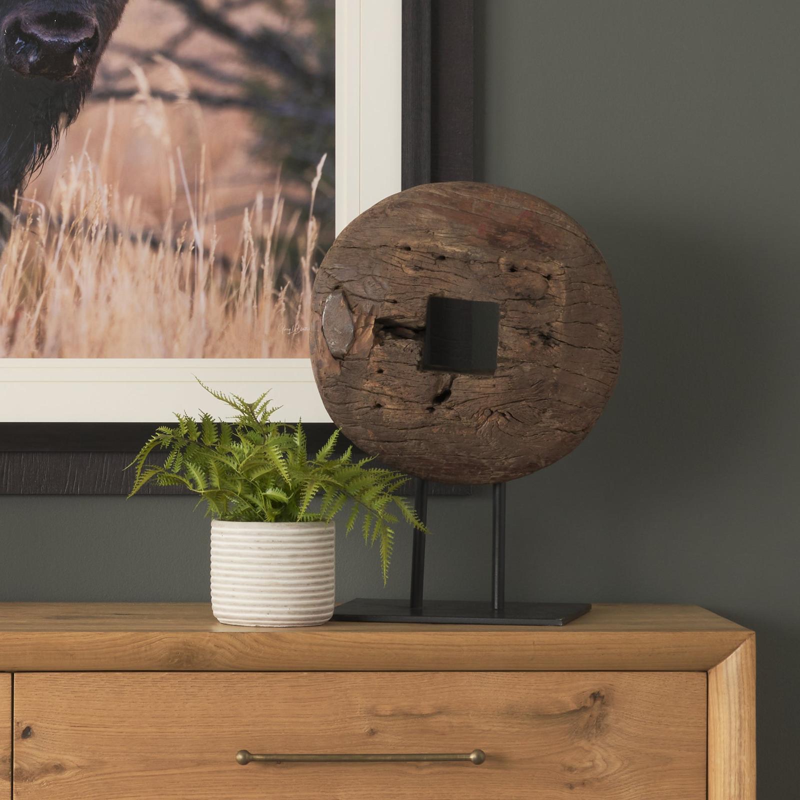 Mercana Incana Natural Brown Reclaimed Wood Wheel Object