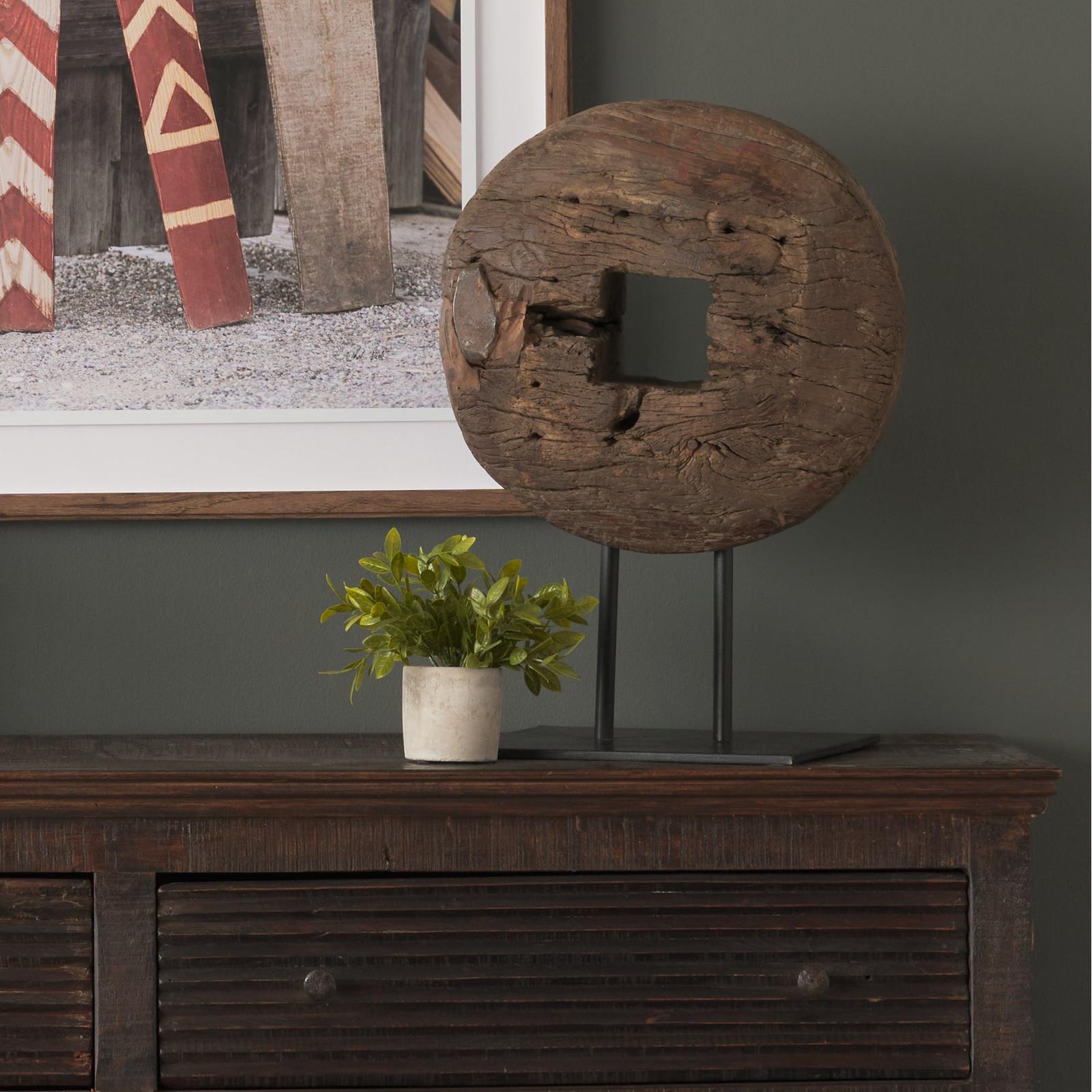 Mercana Incana Natural Brown Reclaimed Wood Wheel Object