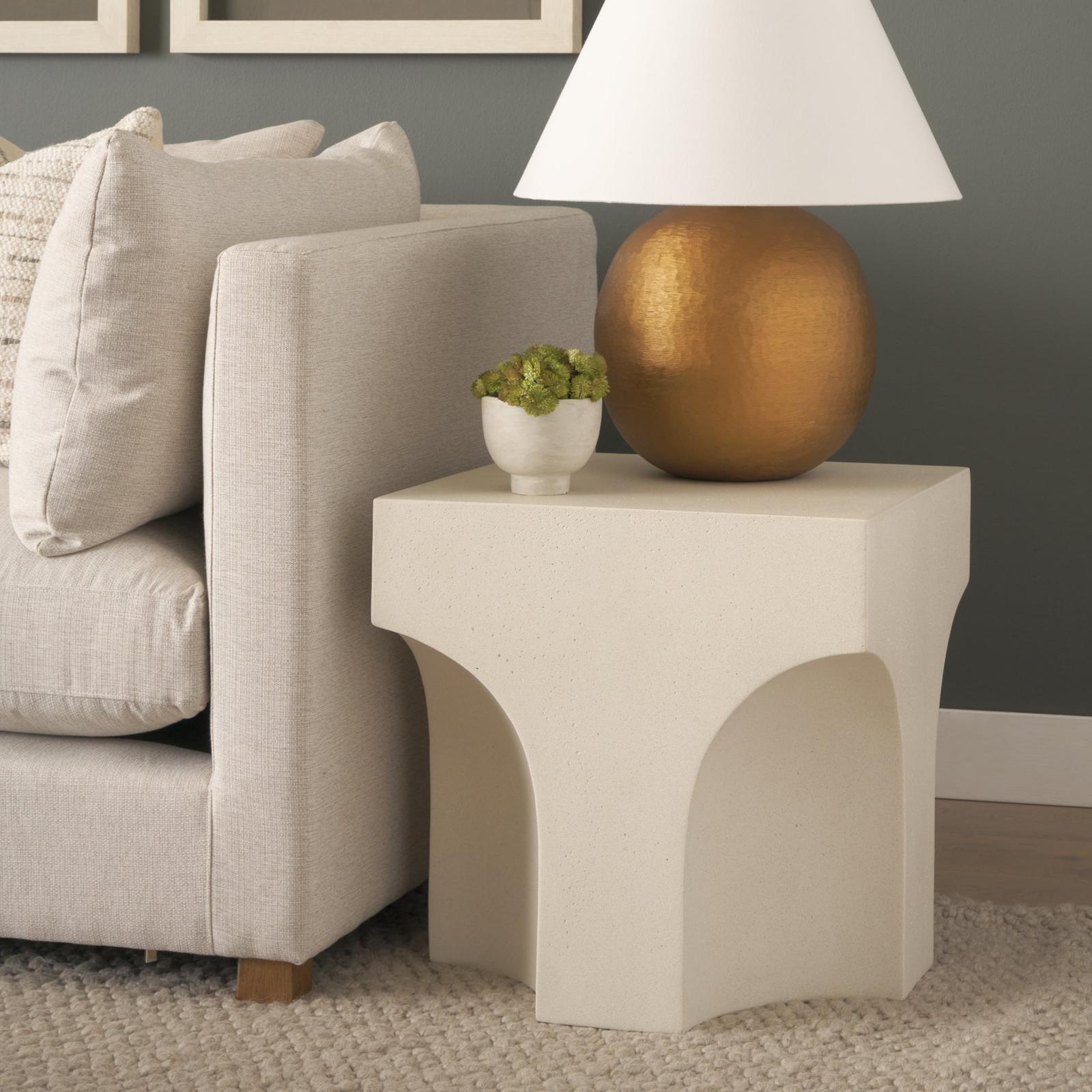 Mercana Bunda Square Sculptural Stone Finish Accent Table