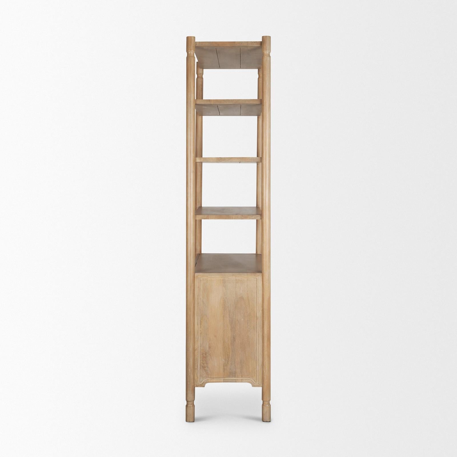 Mercana Phil Light Brown Wood 2 Door 3 Shelves Open Shelving Unit