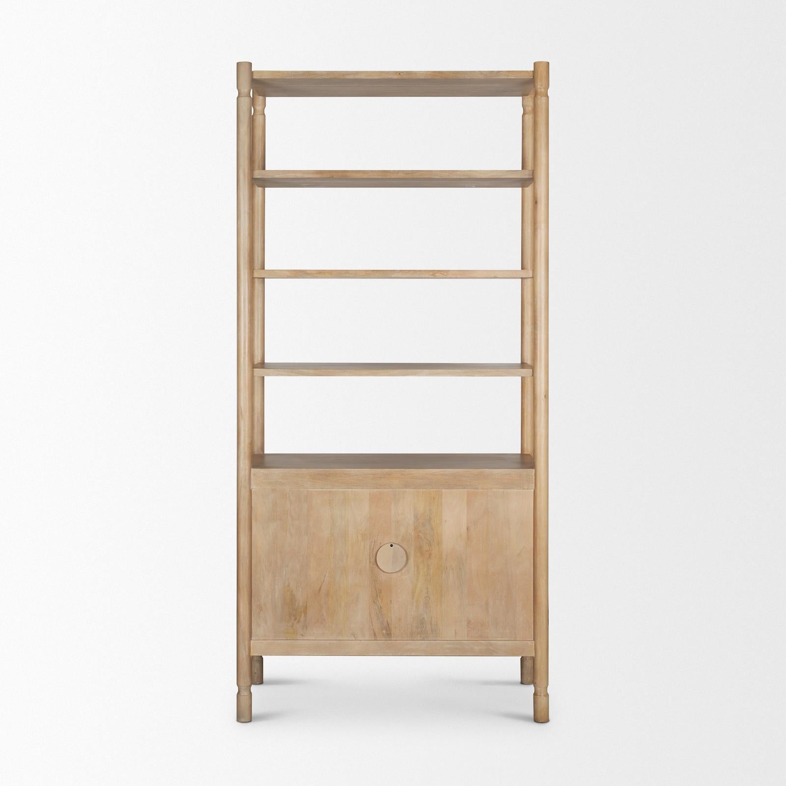 Mercana Phil Light Brown Wood 2 Door 3 Shelves Open Shelving Unit