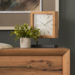 Mercana Renaya Light Brown Wood w/ Matte Black Metal Base Table Clock