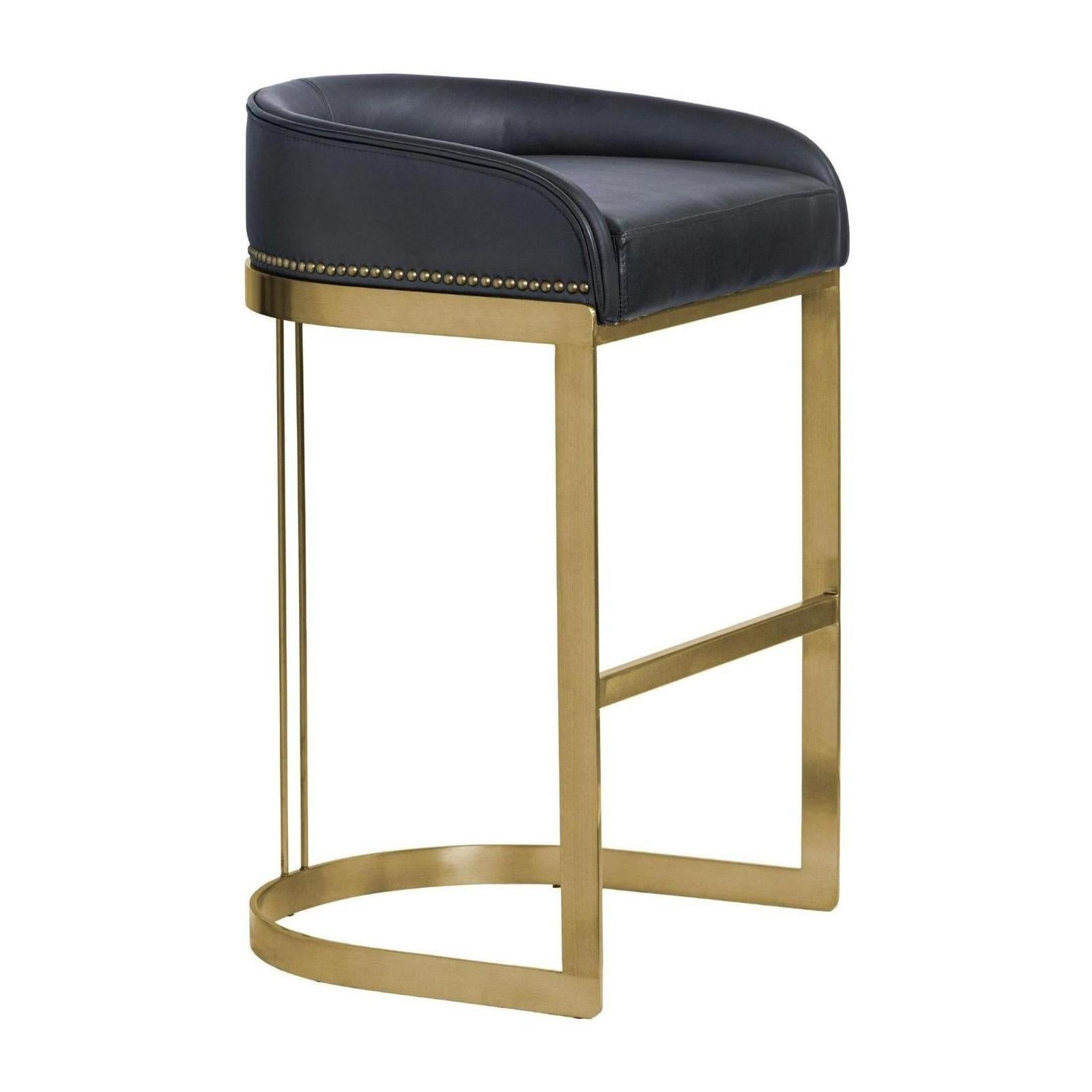 Mercana Hollyfield Gold Metal Base Bar Stool