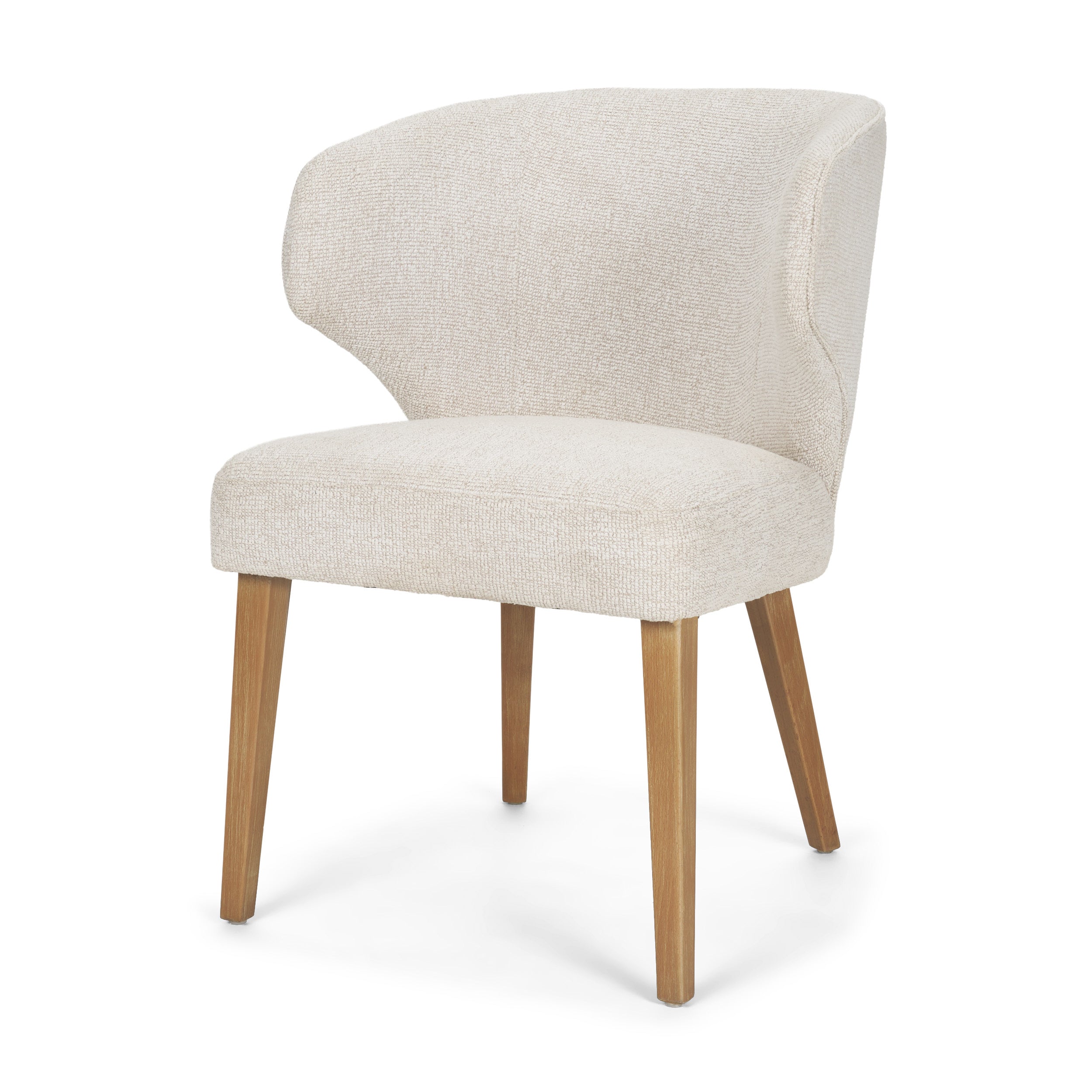 Mercana Niles Cream Fabric Seat W/ Med Brown Wooden Legs Wingback Dining Chair (G520-4A)