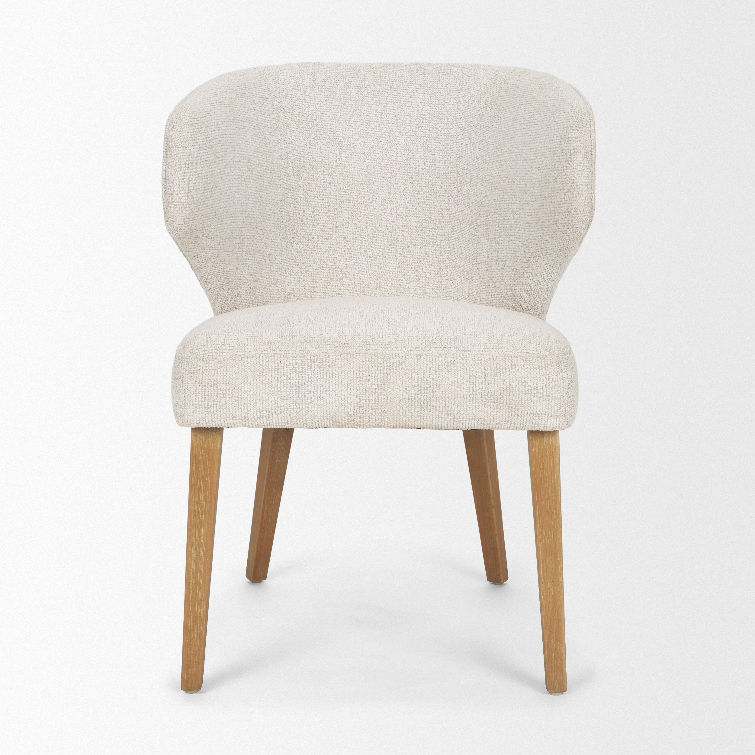 Mercana Niles Cream Fabric Seat W/ Med Brown Wooden Legs Wingback Dining Chair (G520-4A)