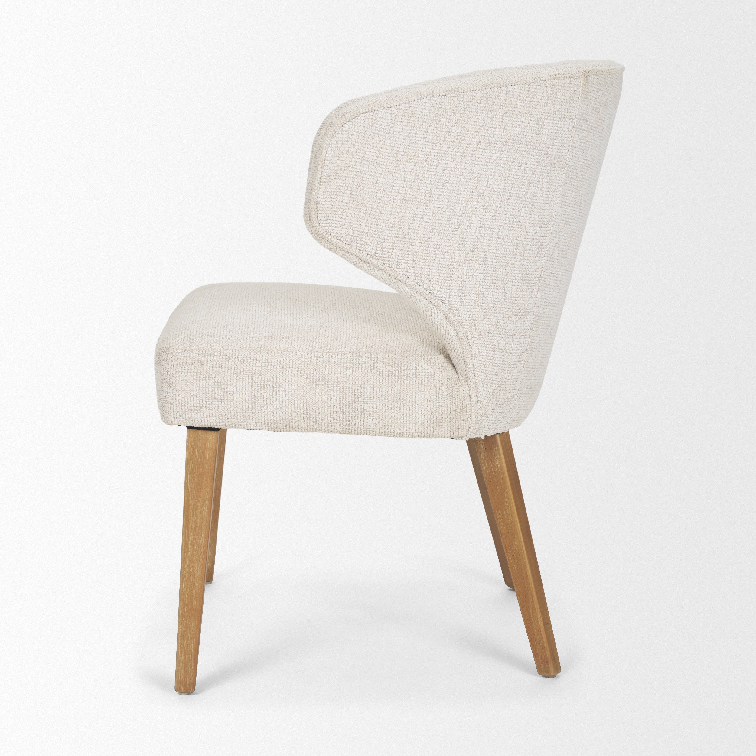 Mercana Niles Cream Fabric Seat W/ Med Brown Wooden Legs Wingback Dining Chair (G520-4A)