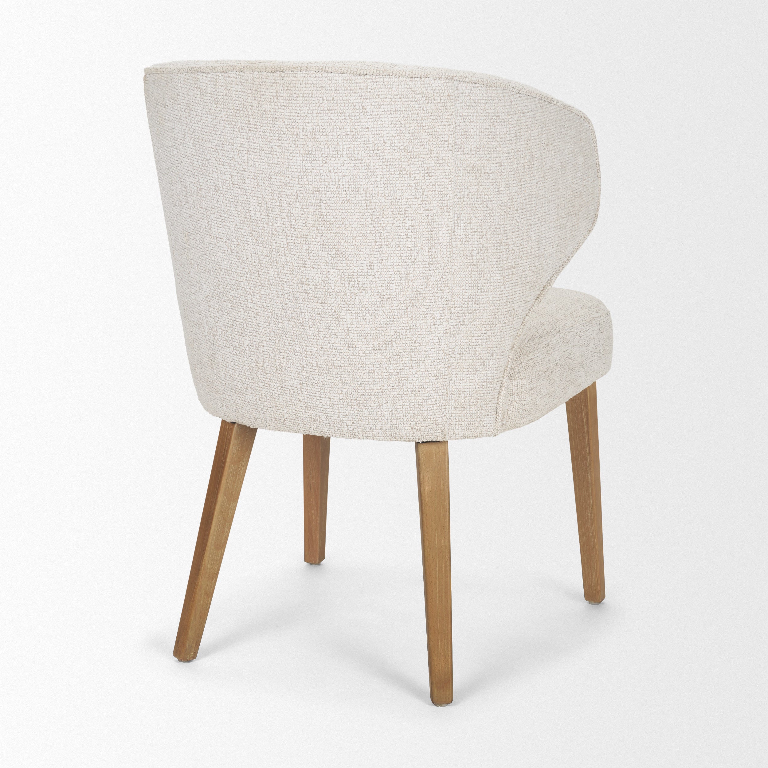 Mercana Niles Cream Fabric Seat W/ Med Brown Wooden Legs Wingback Dining Chair (G520-4A)