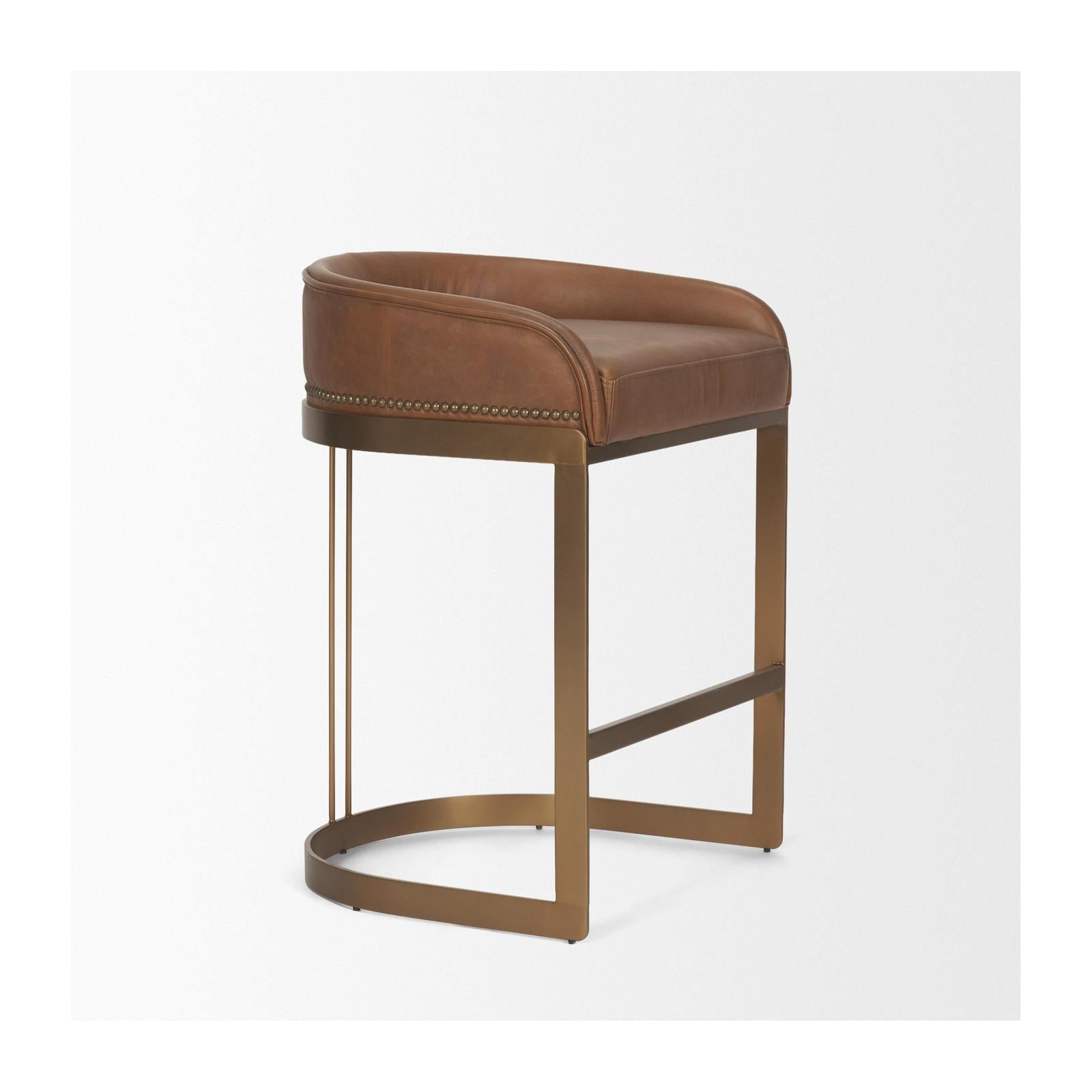 Mercana Hollyfield Gold Metal Base Bar Stool