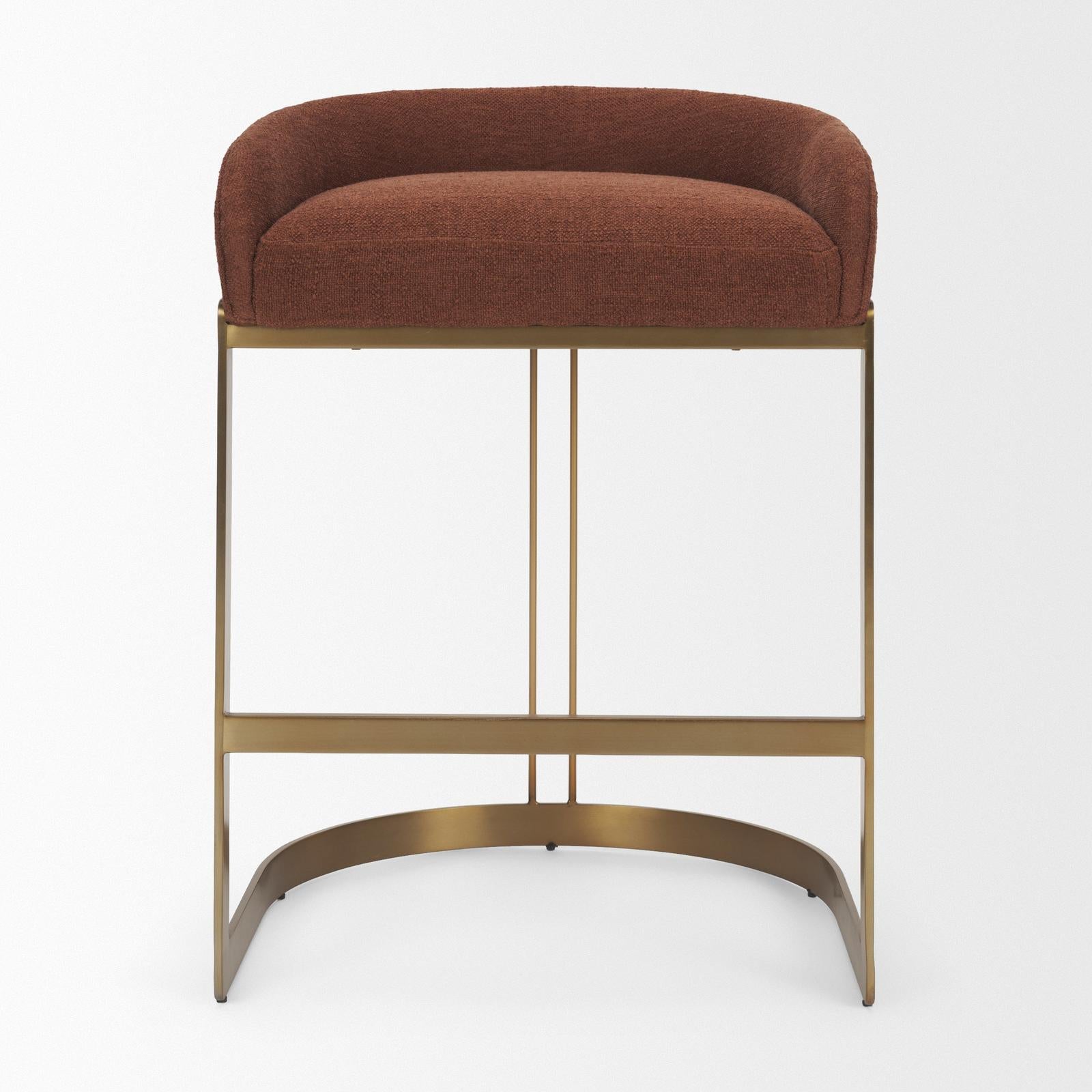 Mercana Hollyfield Burgundy Fabric Seat Gold Metal Base Counter Stool