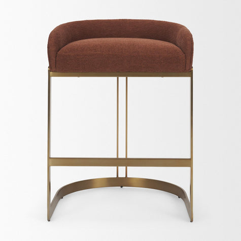 Mercana Hollyfield Burgundy Fabric Seat Gold Metal Base Counter Stool