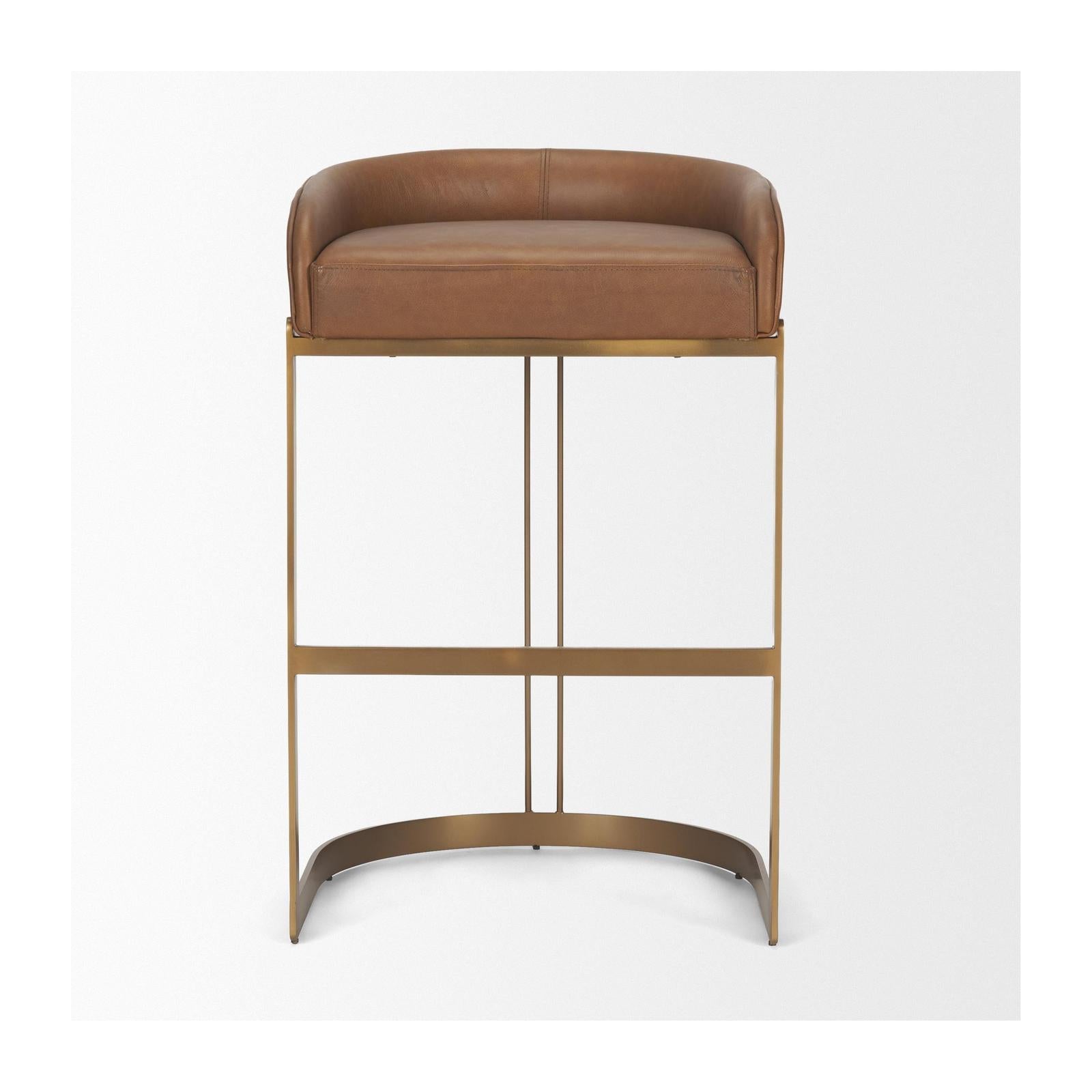 Mercana Hollyfield Gold Metal Base Bar Stool