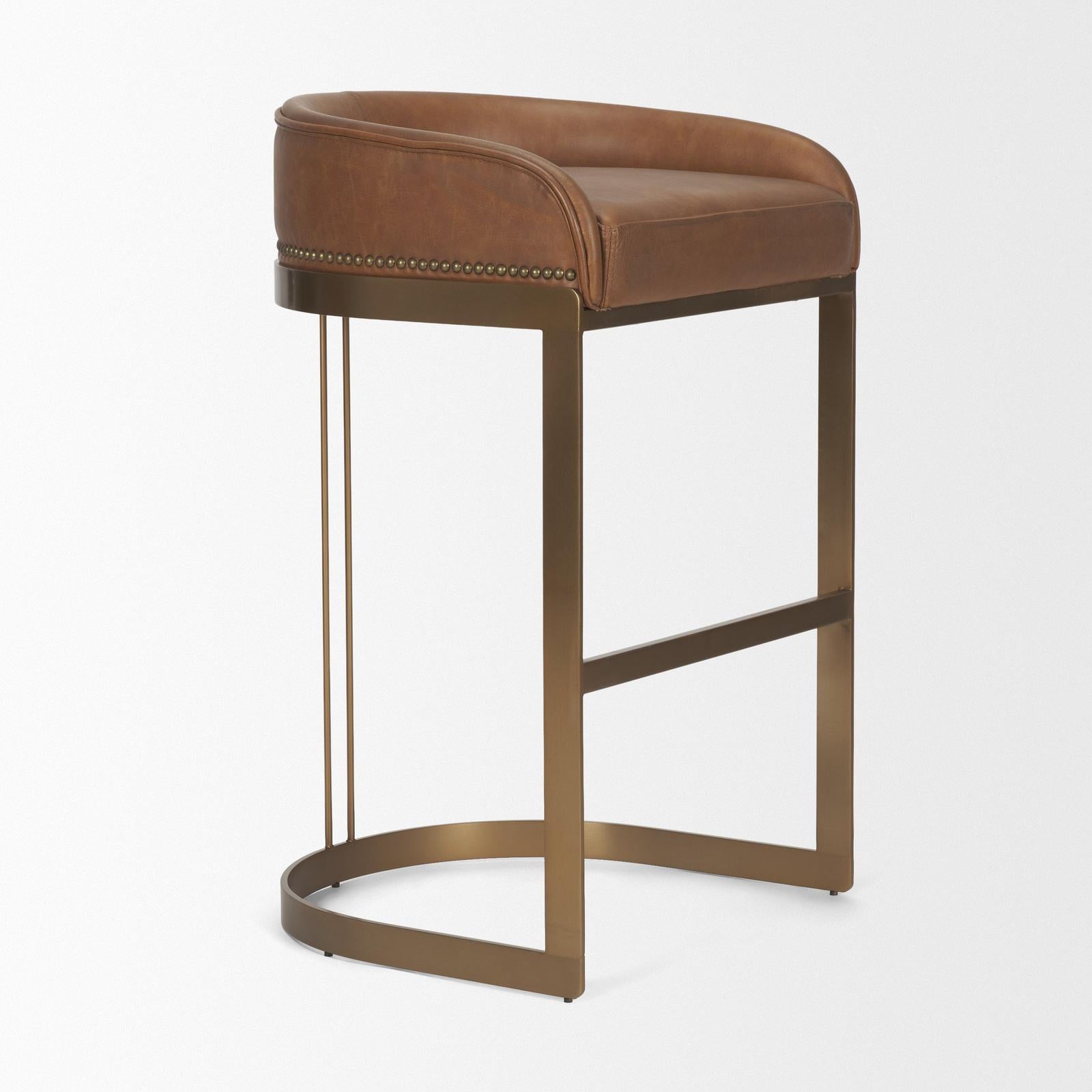 Mercana Hollyfield Gold Metal Base Bar Stool