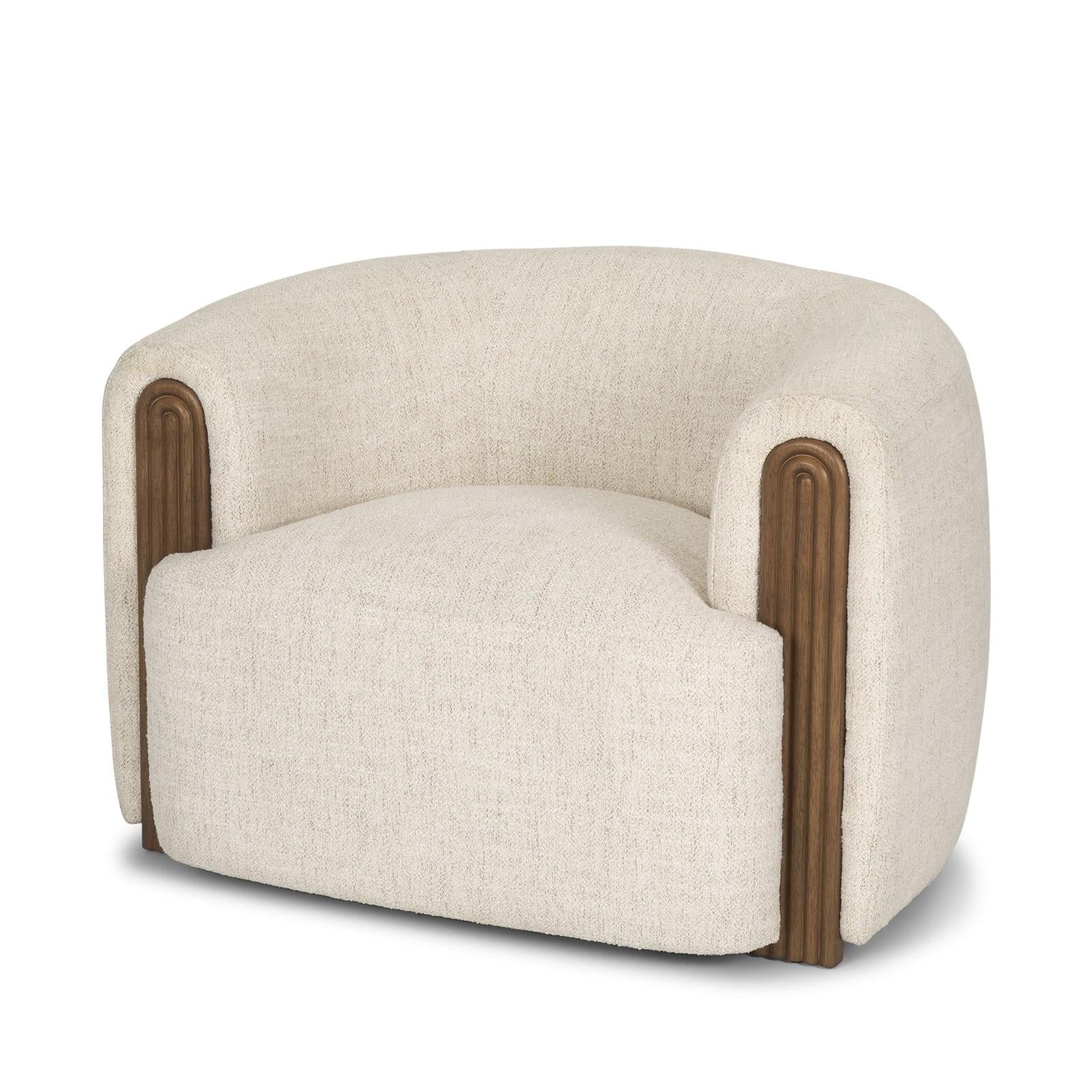 Mercana Kornelia Soft Oatmeal Fabric Barrel Accent Chair