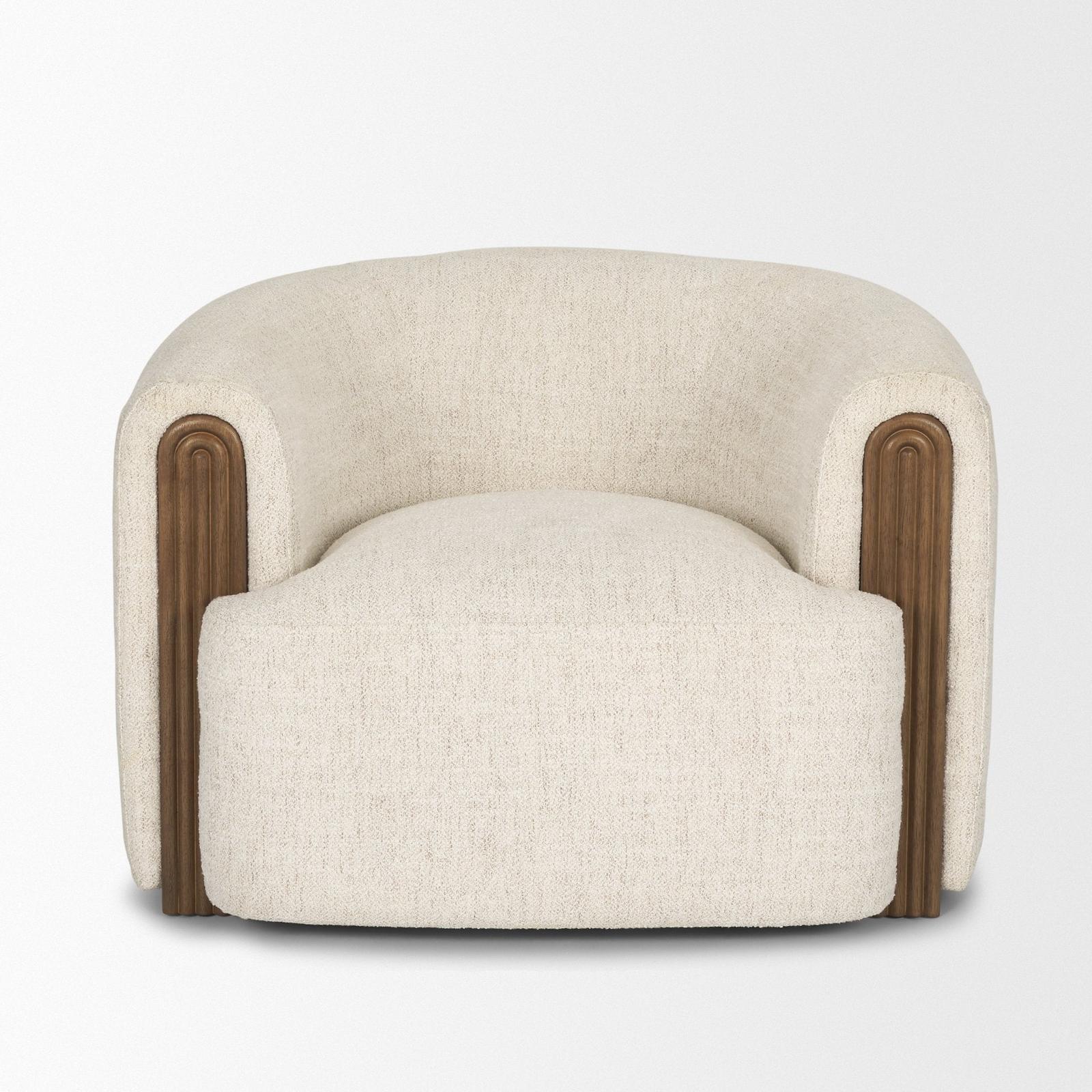 Mercana Kornelia Soft Oatmeal Fabric Barrel Accent Chair