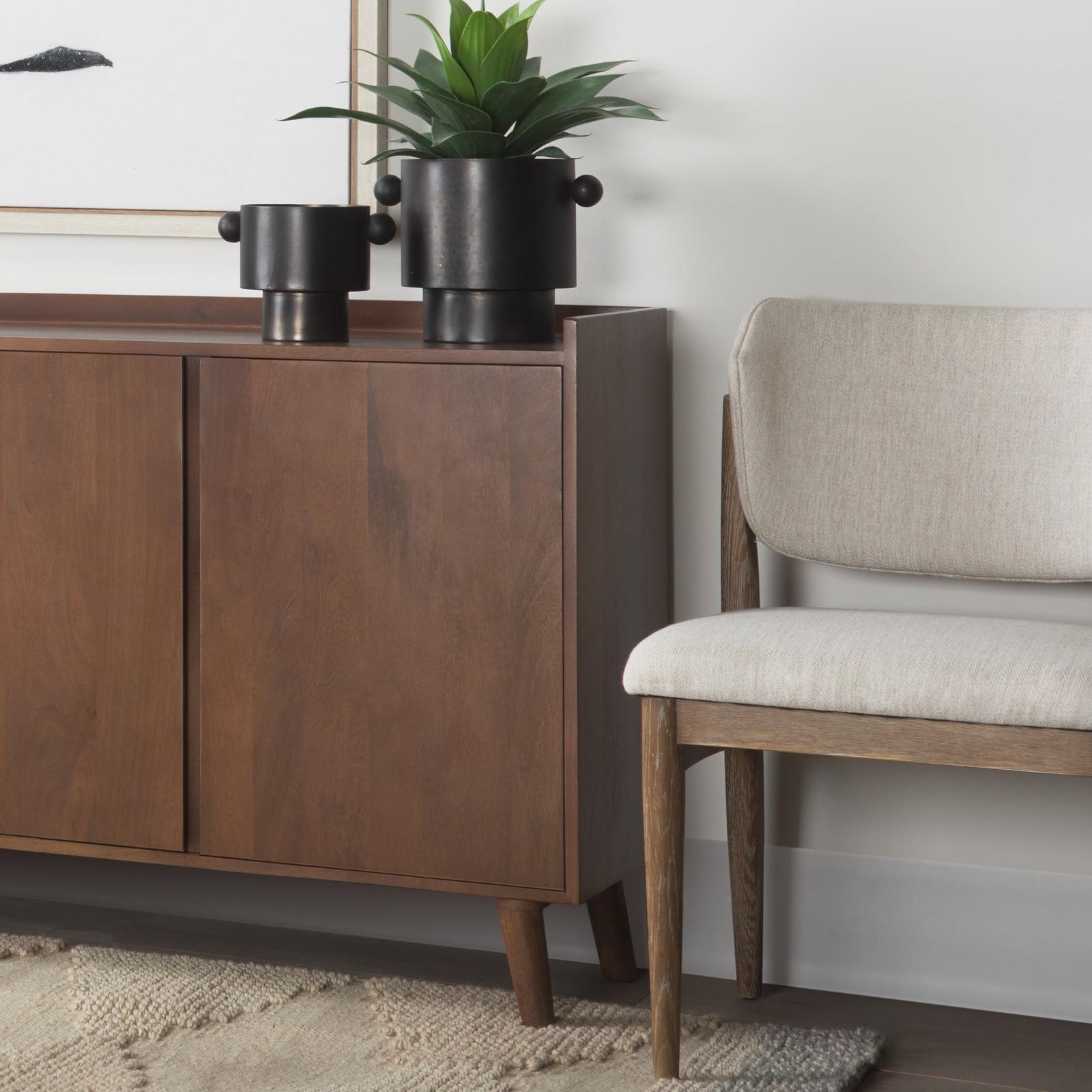 Mercana Lillie Medium Brown Wood 2 Door Tray Top Accent Cabinet