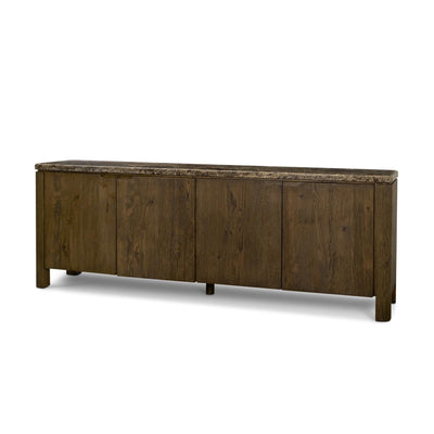 Mercana Kendrix Oak Wood Cappuccino Marble 4 Door Closed Sideboard