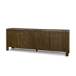 Mercana Kendrix Oak Wood Cappuccino Marble 4 Door Closed Sideboard