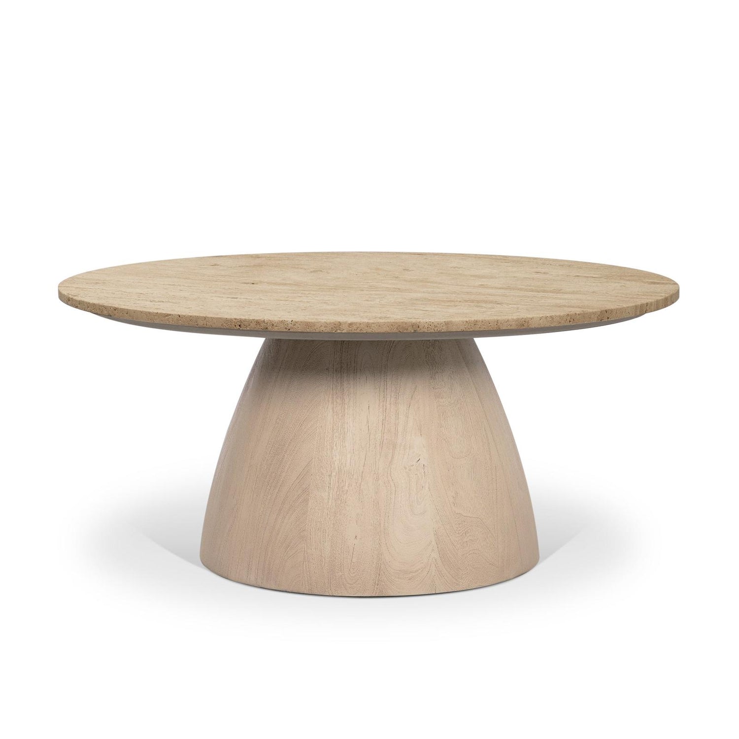 Mercana Allyson Light Wood Base w/ Travertine Top Coffee Table
