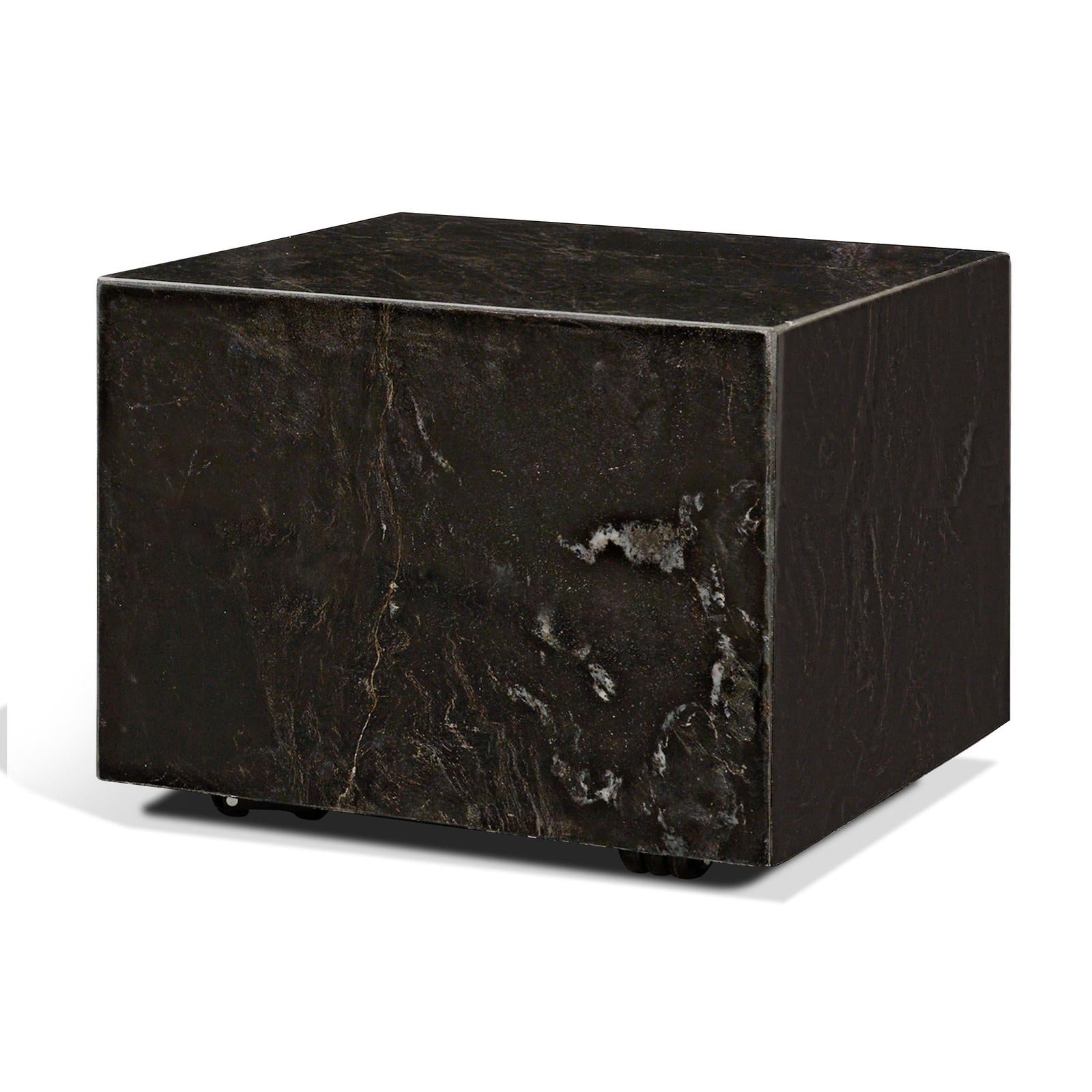 Mercana Quadra Solid Black Marble Square Coffee Table