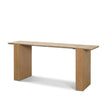 Mercana Milos Travertine Top Oak Wood Console Table