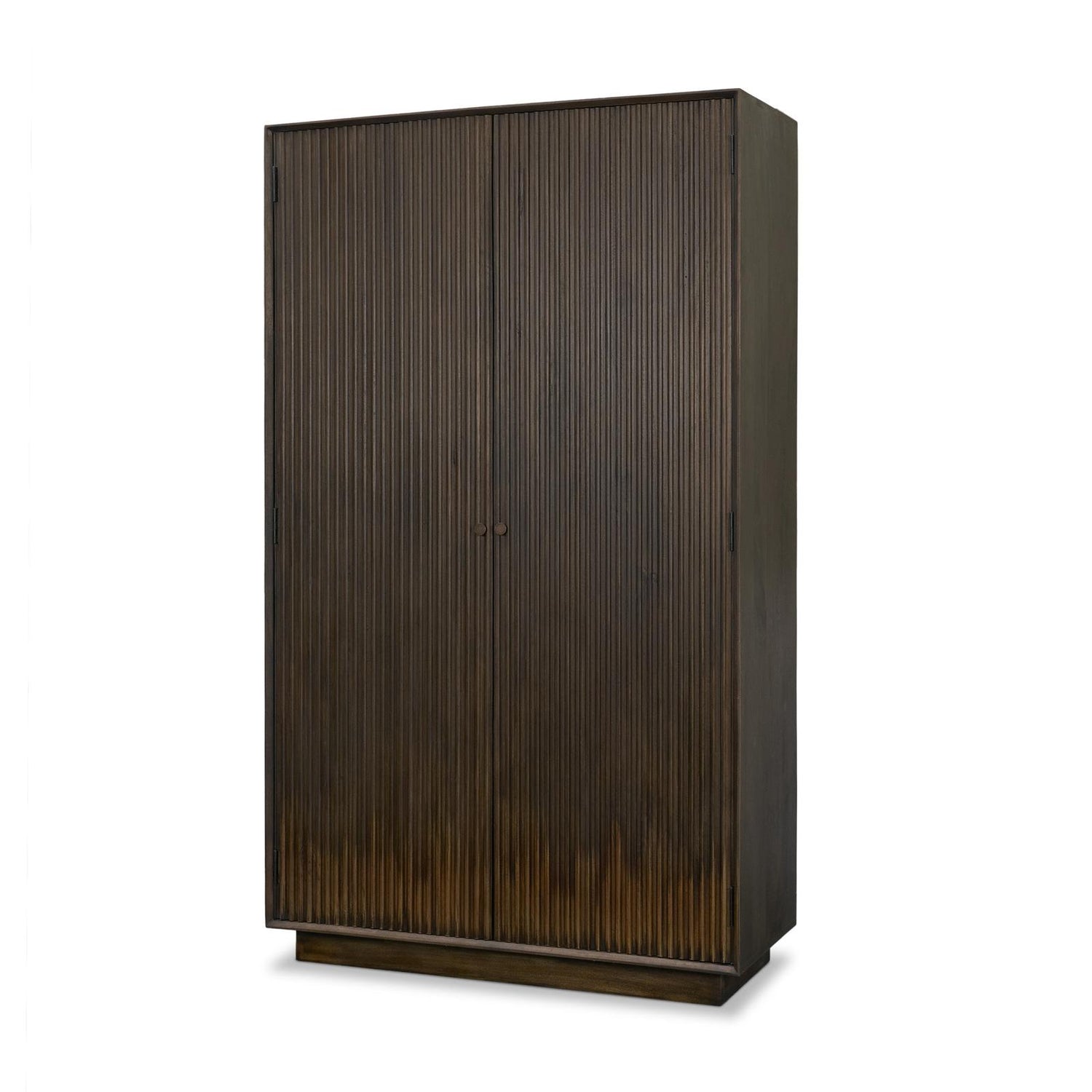 Mercana Cinder Distressed Wood Reeded 2-Door Closed Tall Cabinet