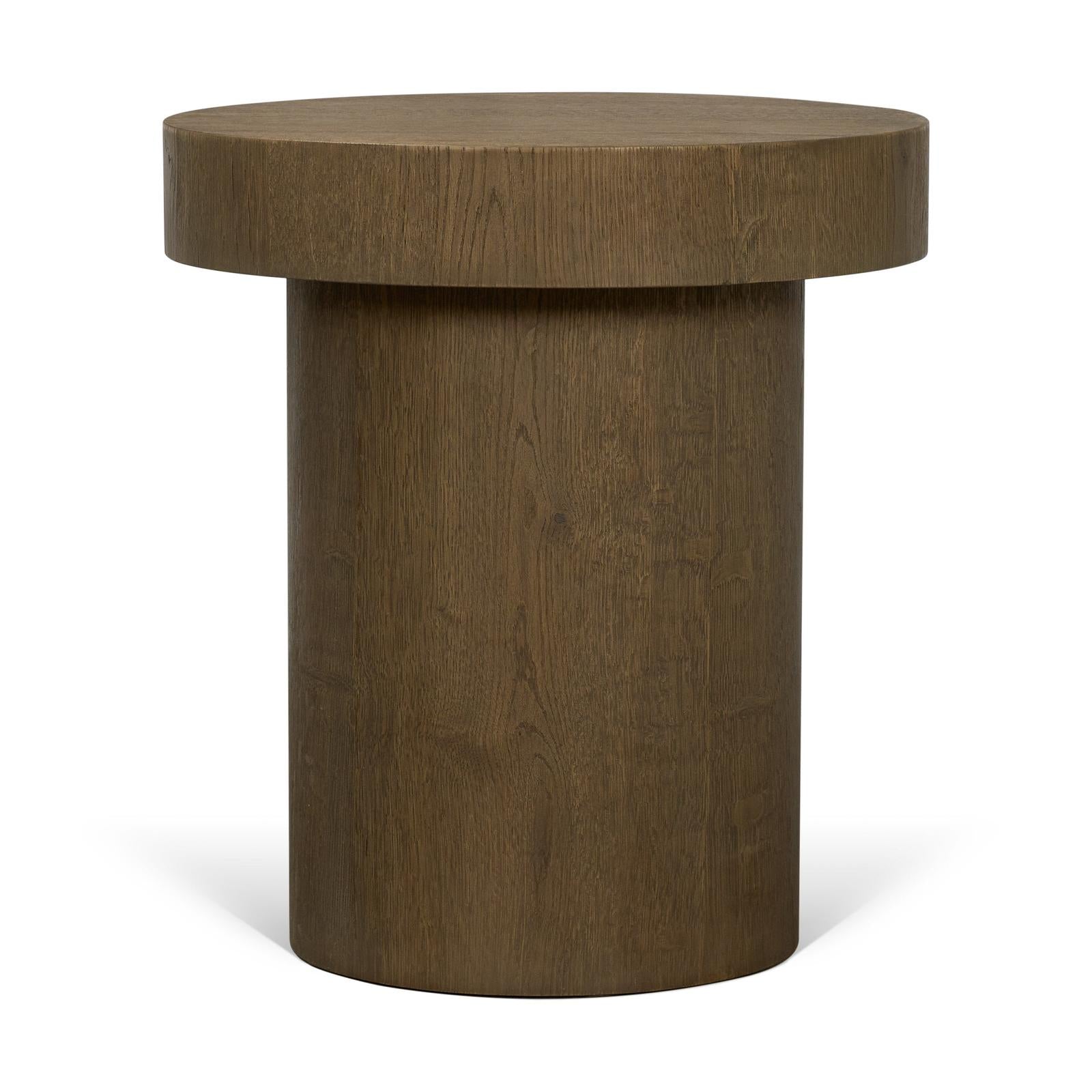 Mercana Lyonne Oak Wood Pedestal Side Tables