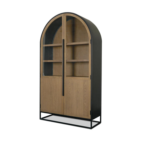 Mercana Sloan Light Brown w/Black Metal Frame Arched Cabinet