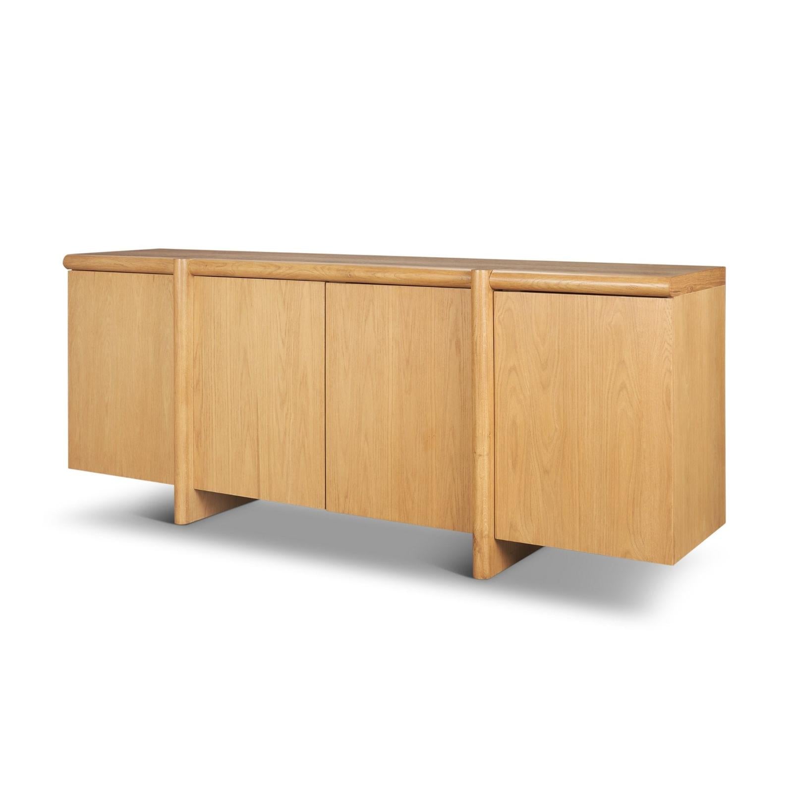 Mercana Rowan Oak Wood Closed 4 Door Sideboard