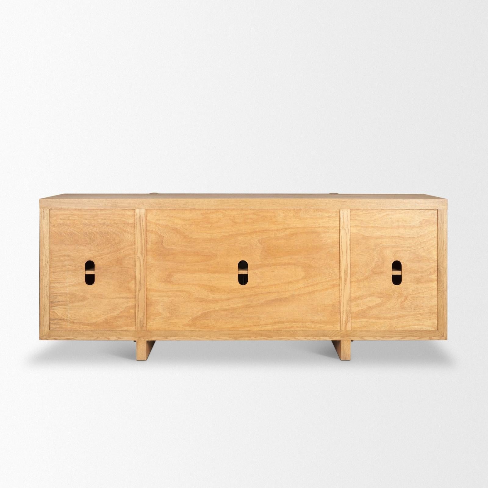 Mercana Rowan Oak Wood Closed 4 Door Sideboard