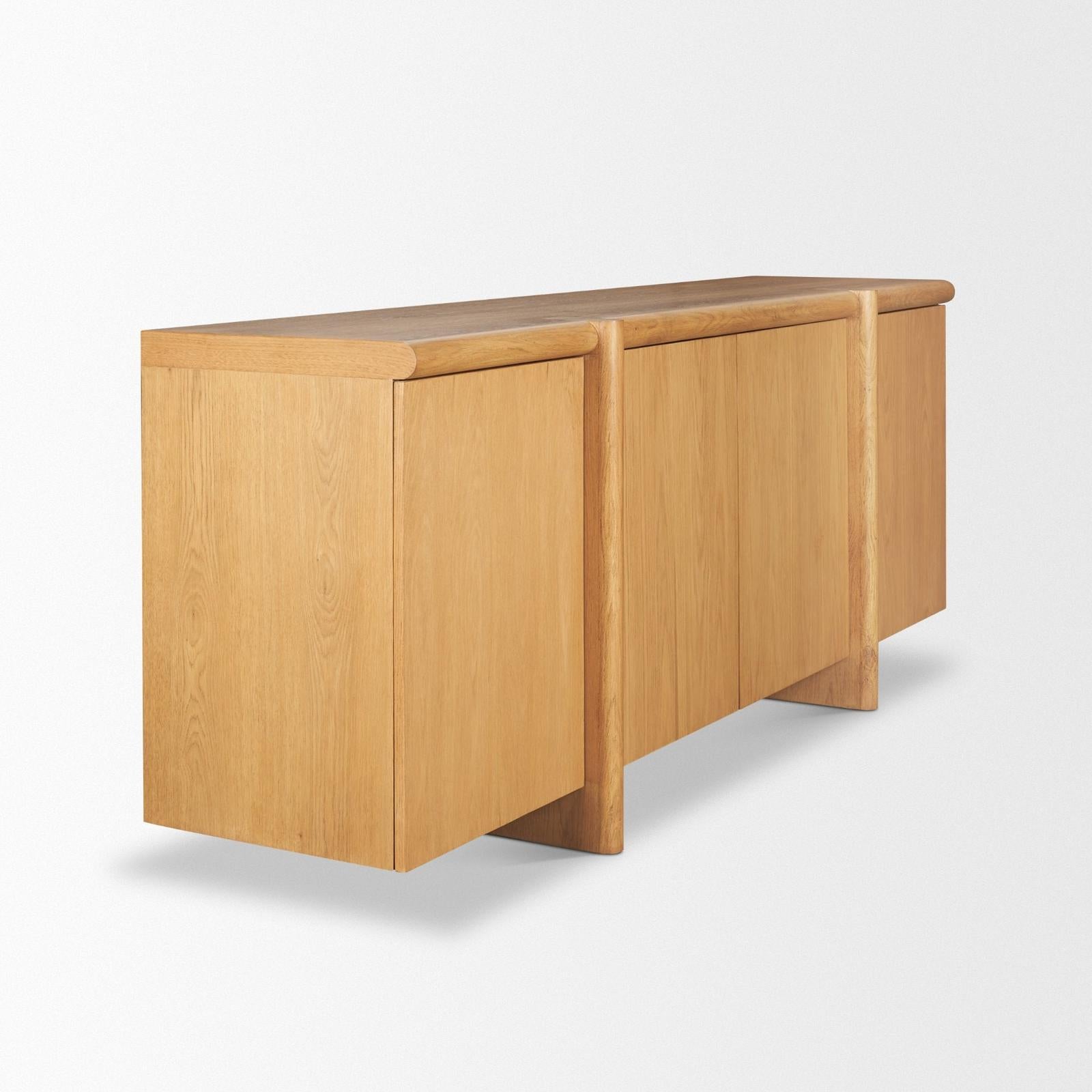 Mercana Rowan Oak Wood Closed 4 Door Sideboard