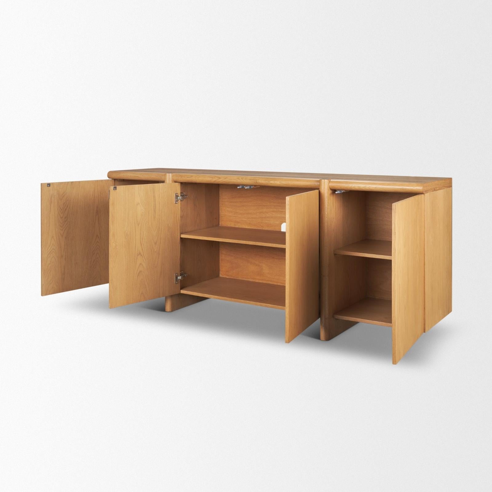 Mercana Rowan Oak Wood Closed 4 Door Sideboard