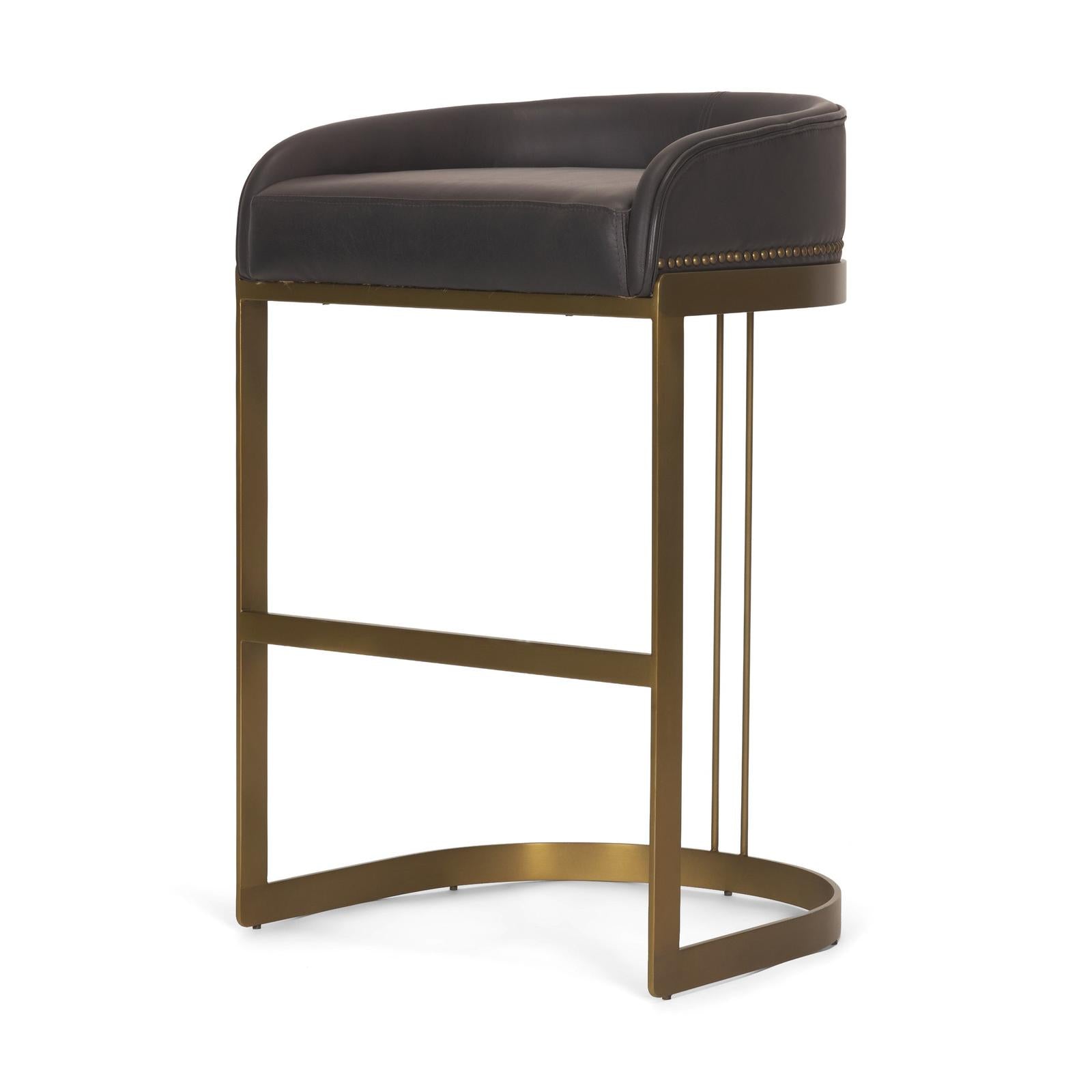 Mercana Hollyfield Leather Seat Gold Metal Base Bar Stool