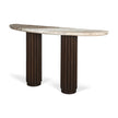 Mercana Marbrello Marble Top  Fluted Wood Half Moon Console Table