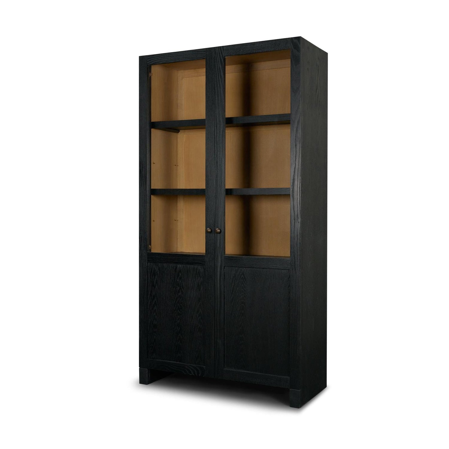 Mercana Henry Oak Wood w/ Glass Doors Curio Cabinet