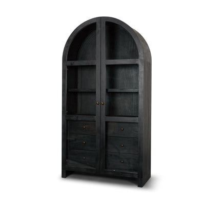 Mercana Suri Wood w/Glass Doors Arched Curio Cabinet