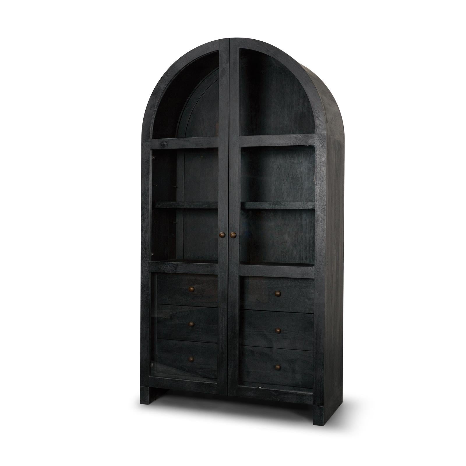 Mercana Suri Wood w/Glass Doors Arched Curio Cabinet