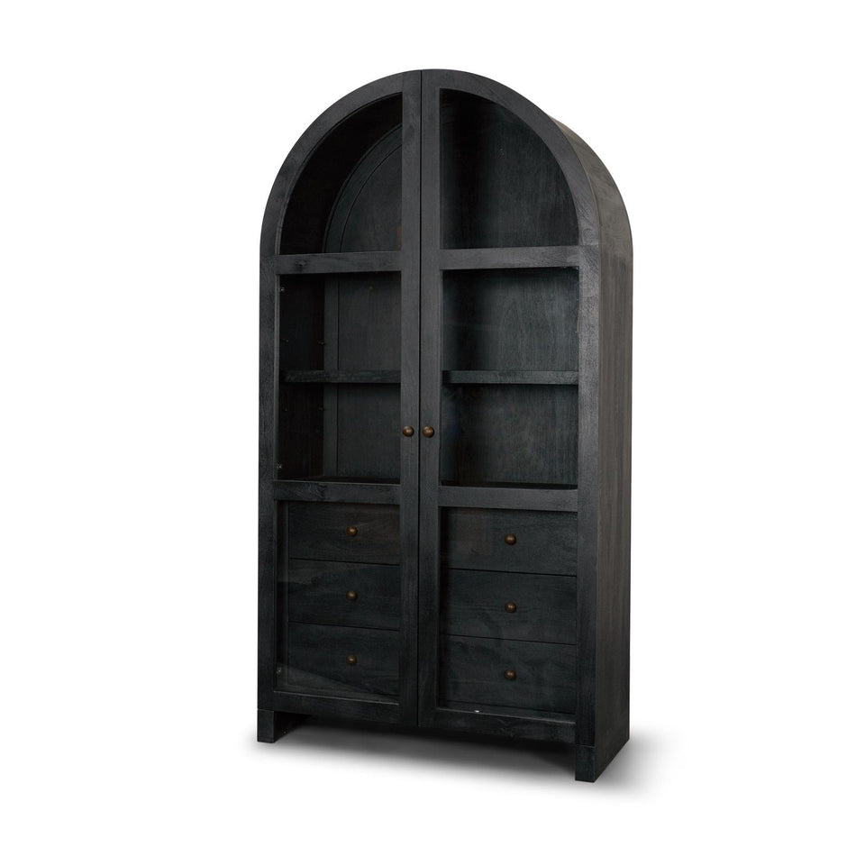 Mercana Suri Wood w/Glass Doors Arched Curio Cabinet