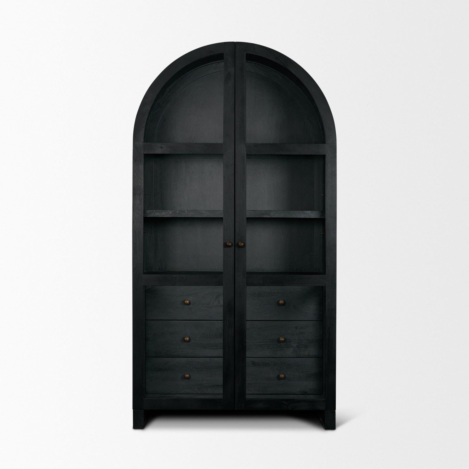 Mercana Suri Wood w/Glass Doors Arched Curio Cabinet