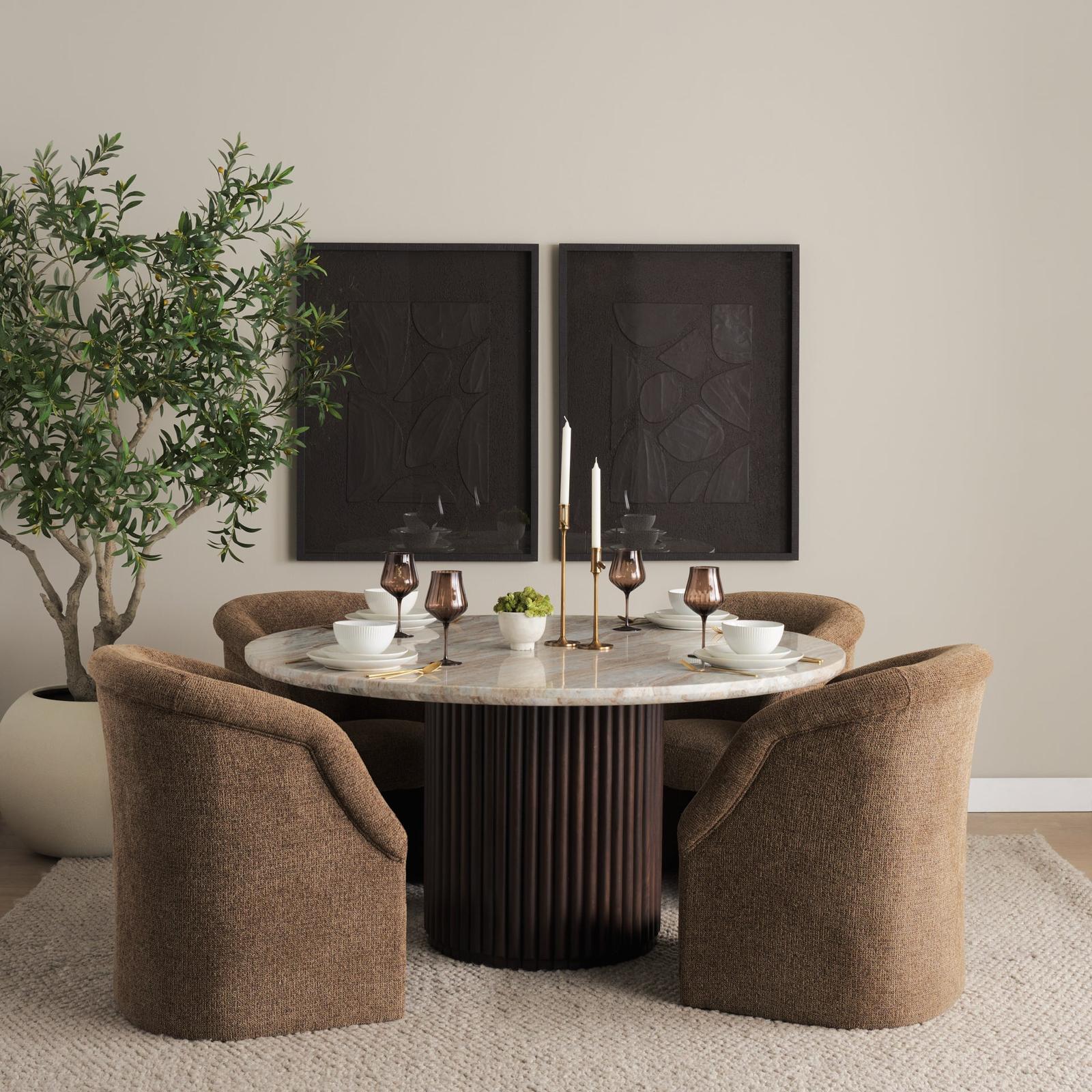 Mercana Marbrello Round 6-Seater Dining Table