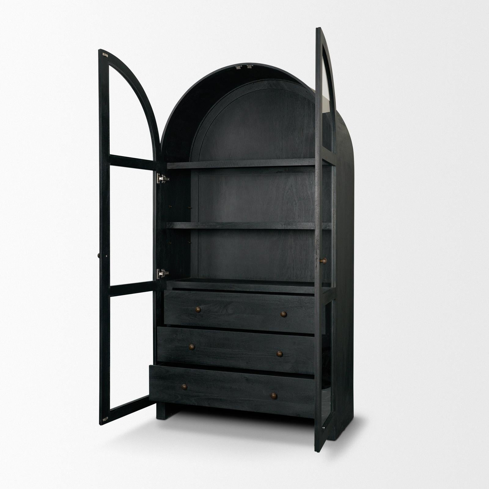Mercana Suri Wood w/Glass Doors Arched Curio Cabinet