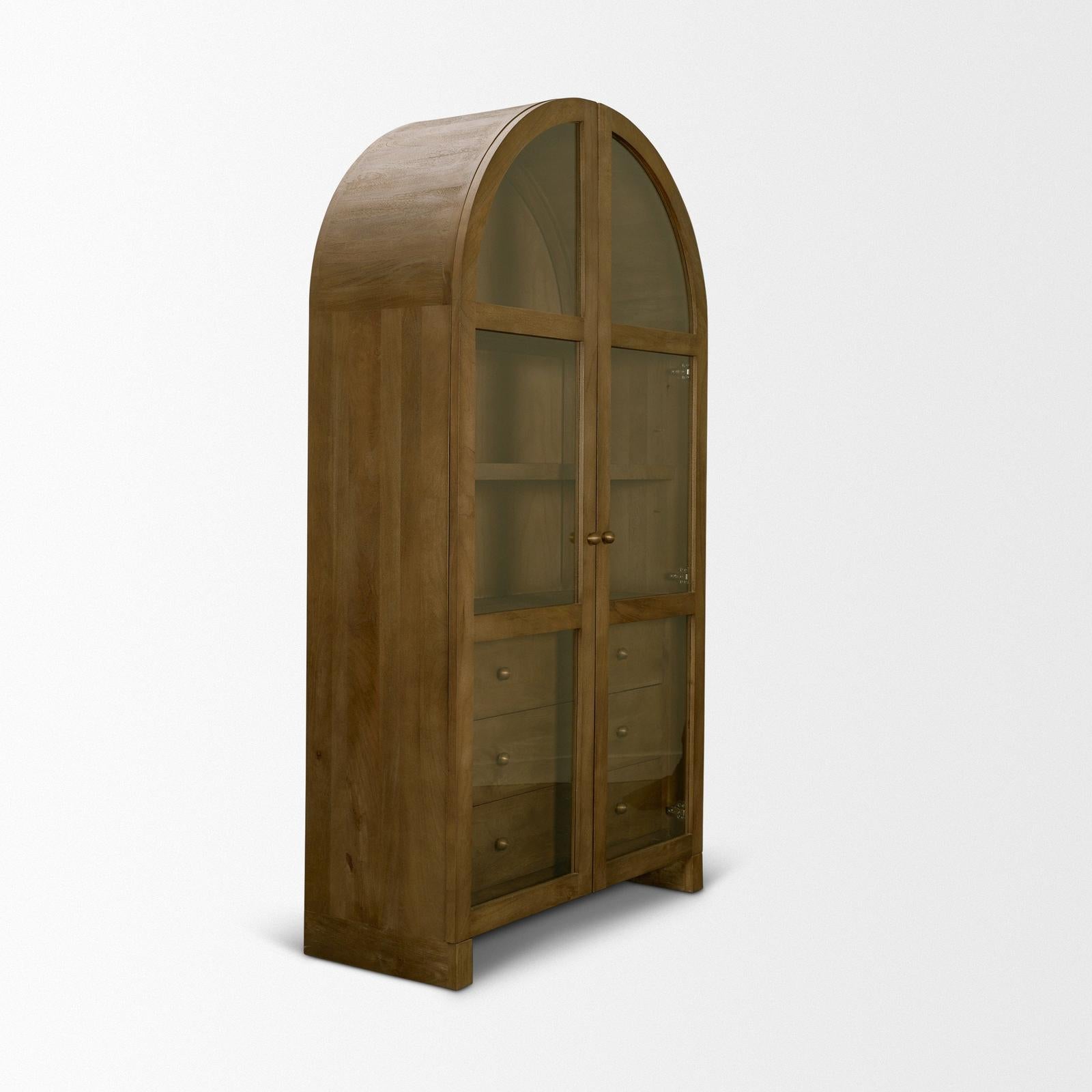 Mercana Suri Wood w/Glass Doors Arched Curio Cabinet