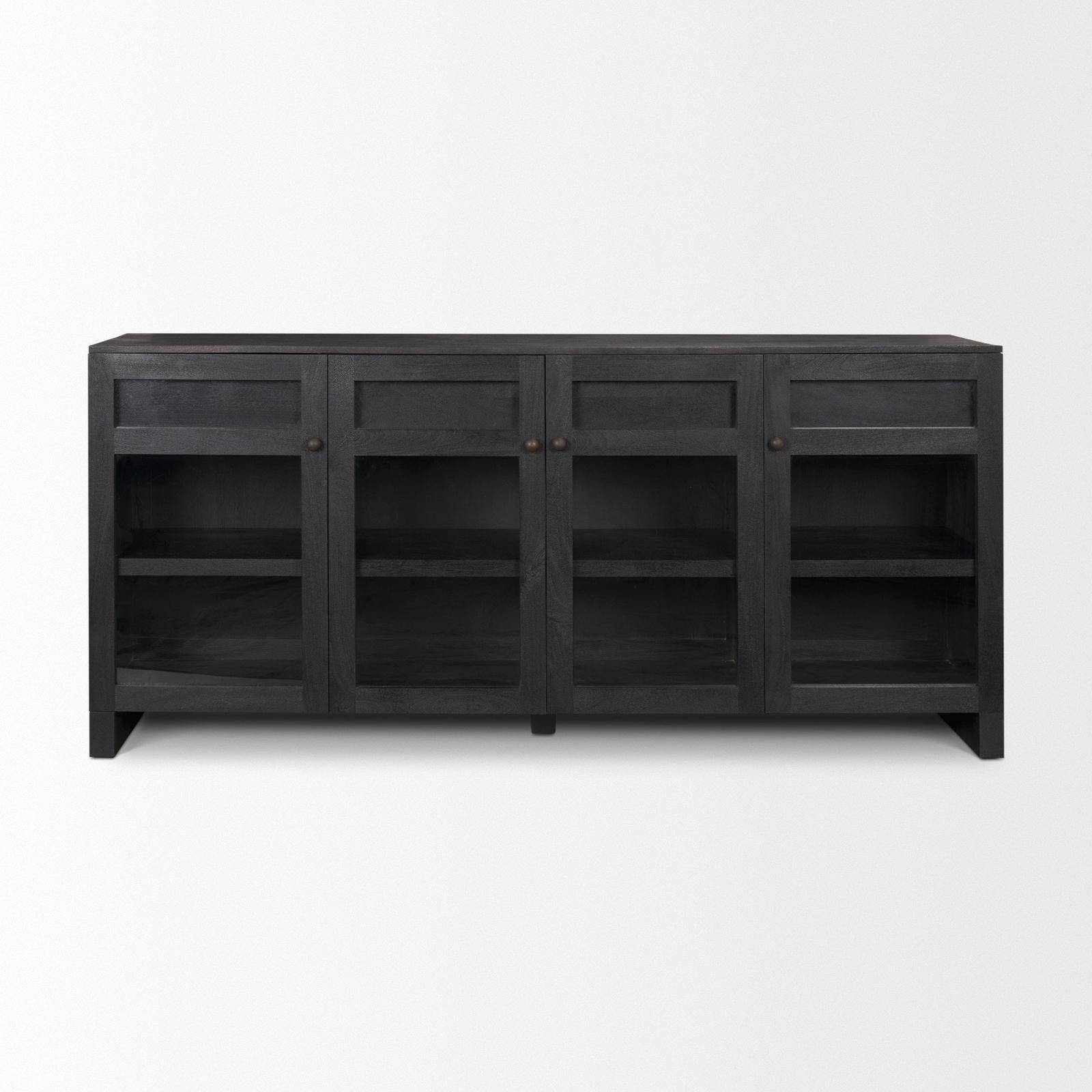 Mercana Suri Wood w/ Glass 4-Door Closed Sideboard