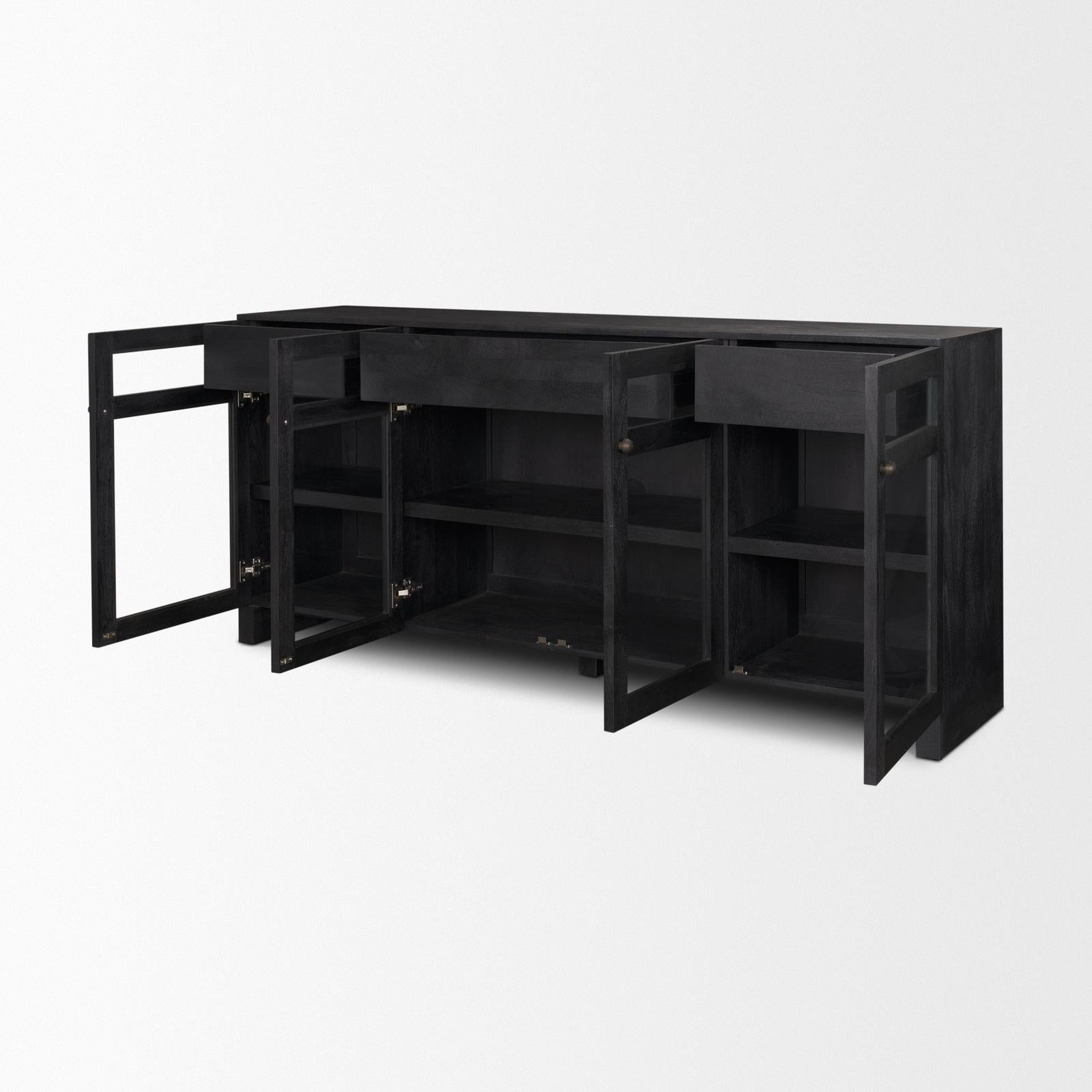 Mercana Suri Wood w/ Glass 4-Door Closed Sideboard