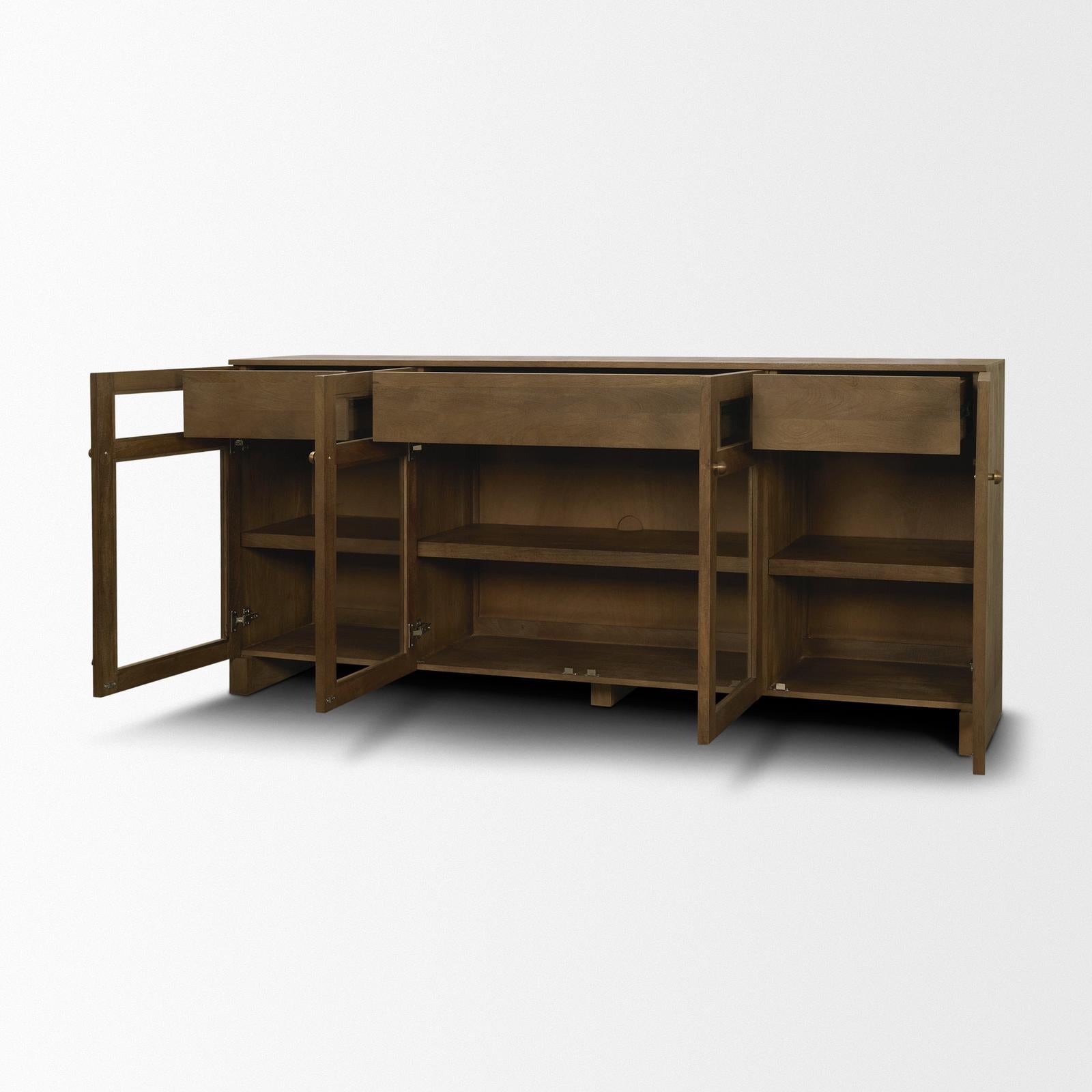 Mercana Suri Wood w/ Glass 4-Door Closed Sideboard
