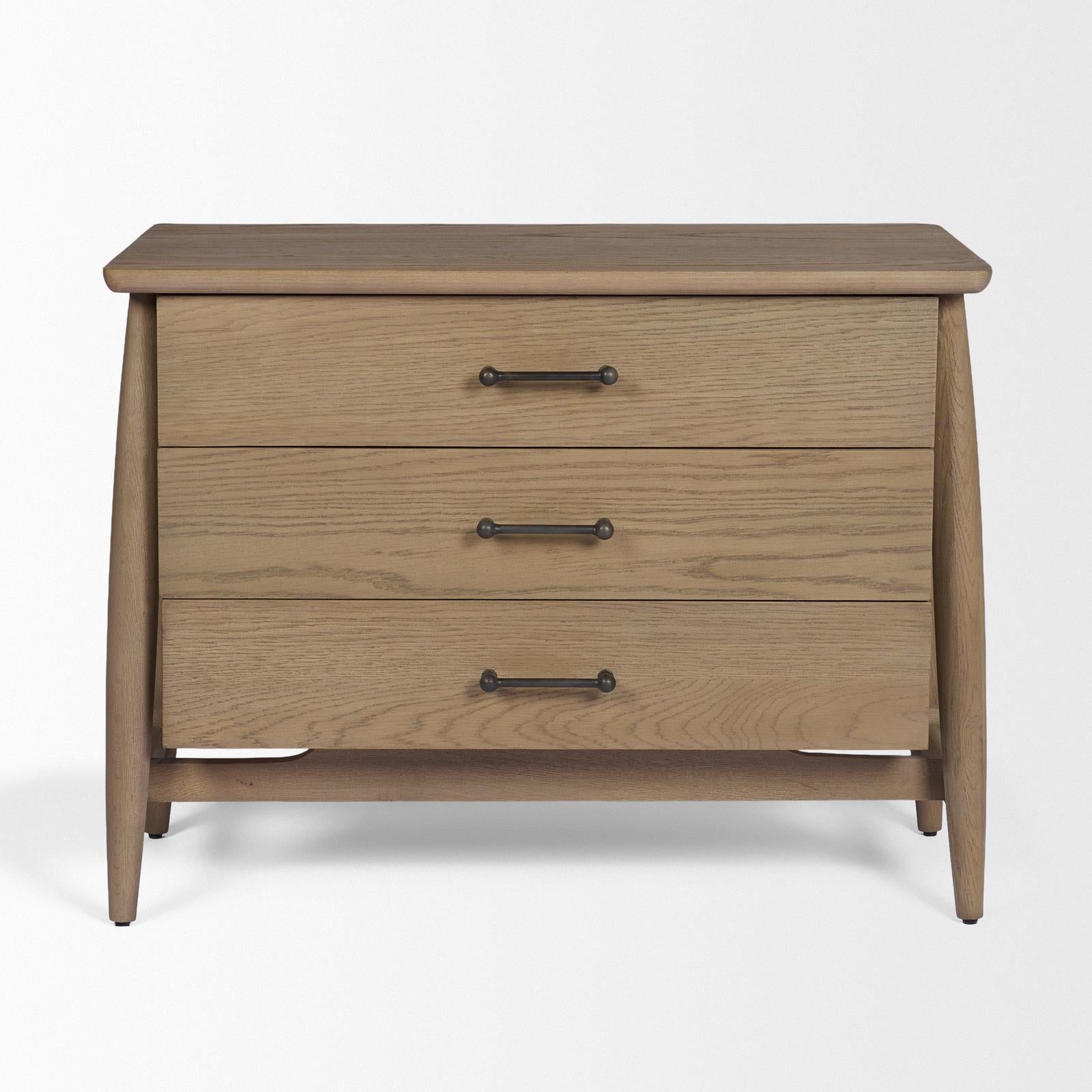 Mercana Hollis Wood 3-Drawer Closed Nightstand