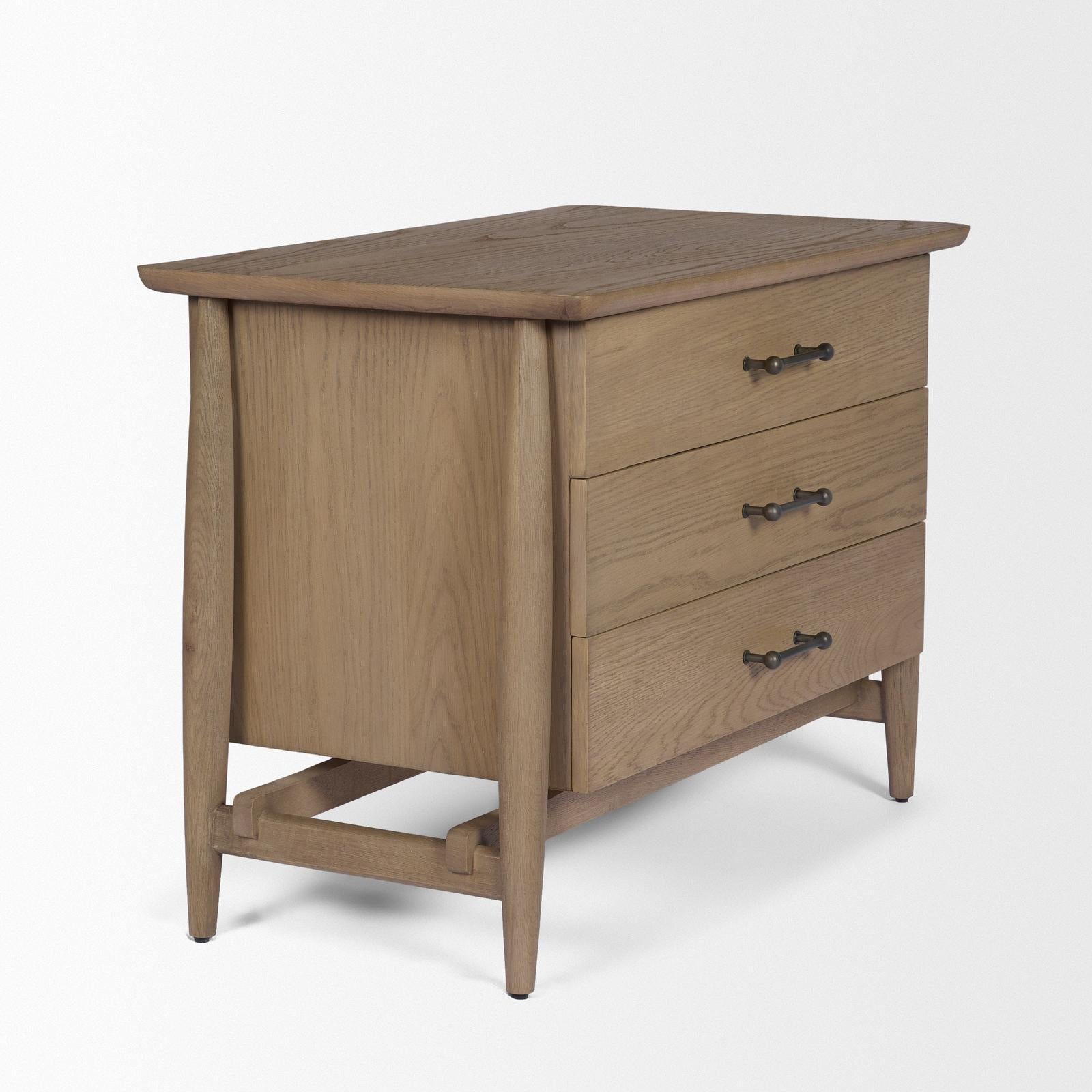 Mercana Hollis Wood 3-Drawer Closed Nightstand