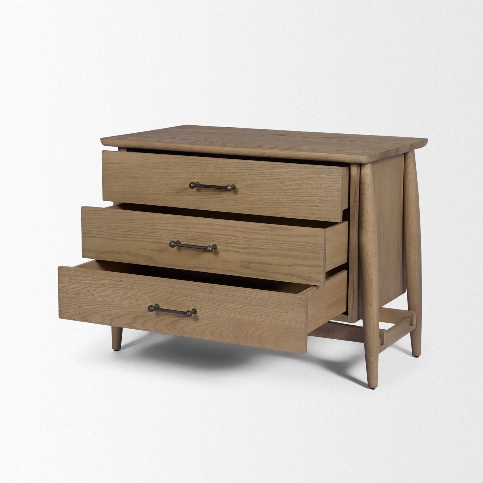 Mercana Hollis Wood 3-Drawer Closed Nightstand